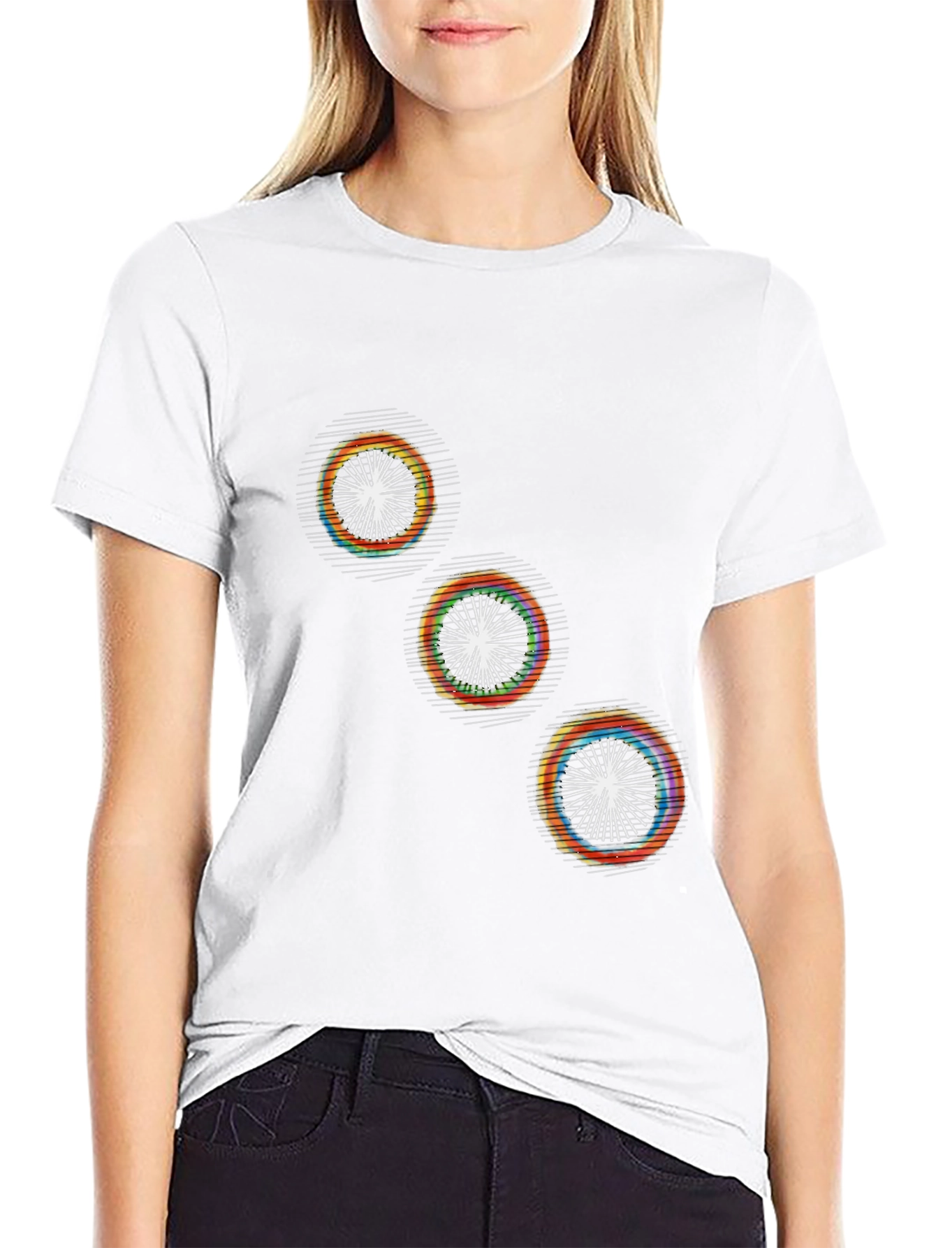 Modern Geometric Graphic Print Black T-Shirt