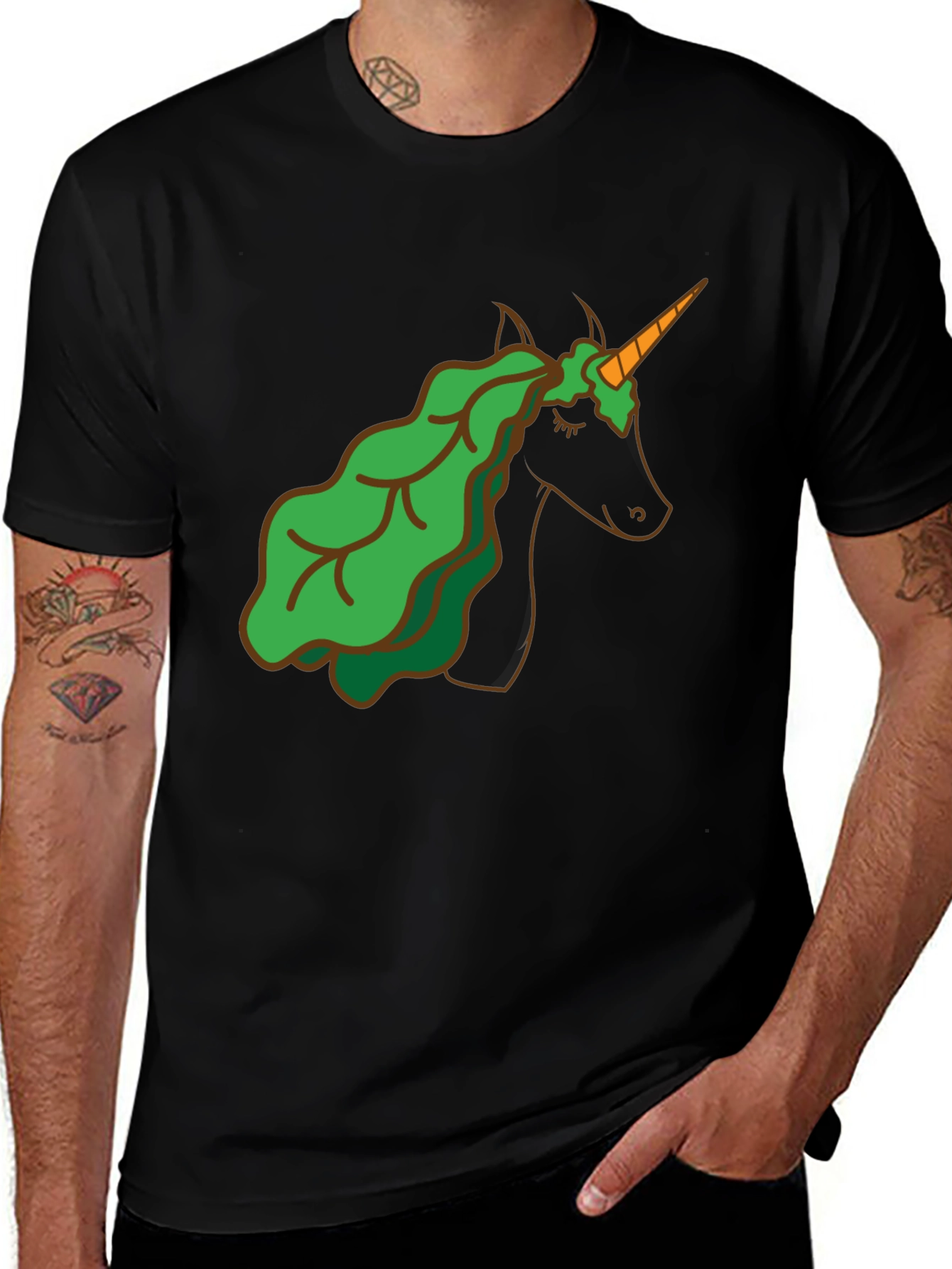Unicorn Lettuce Hair T-Shirt - Black