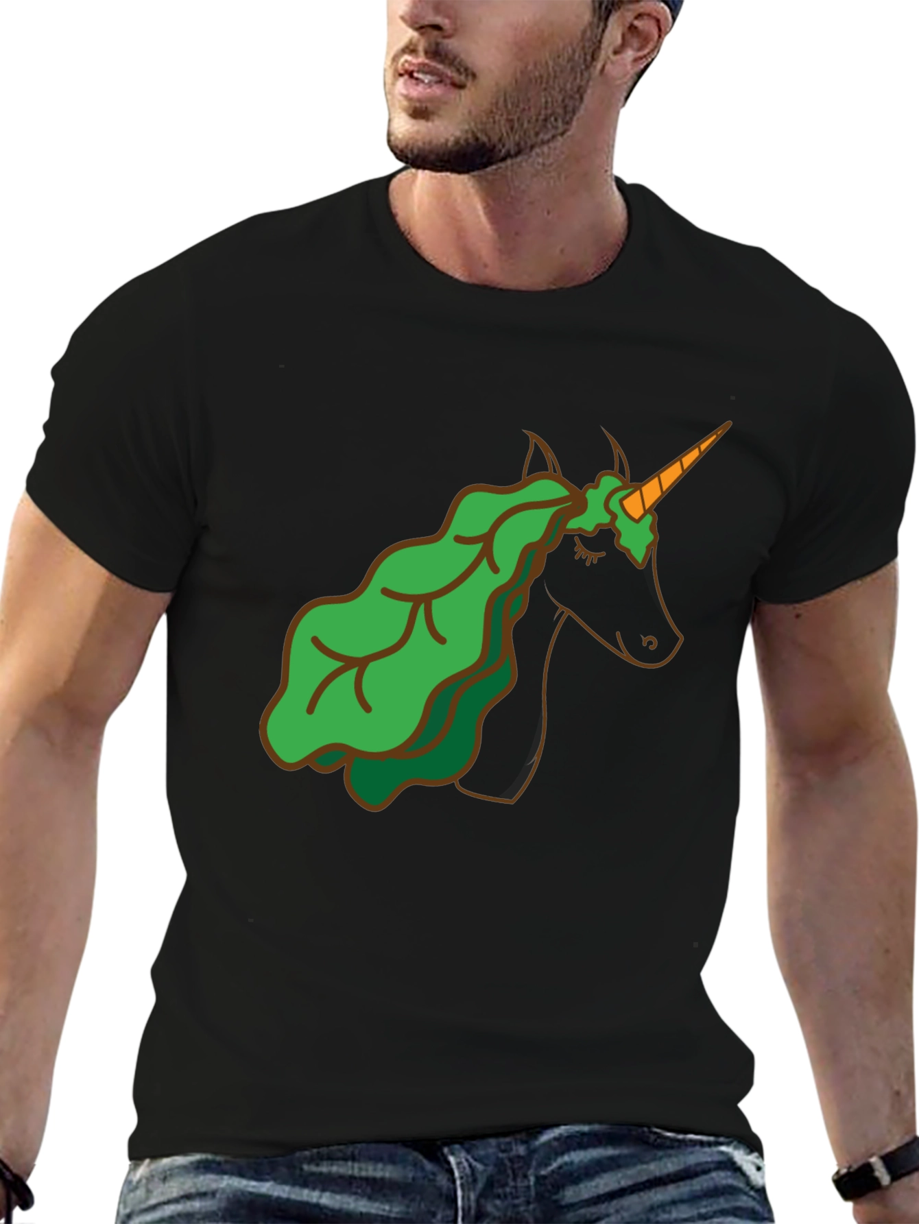Unicorn Lettuce Hair T-Shirt - Black
