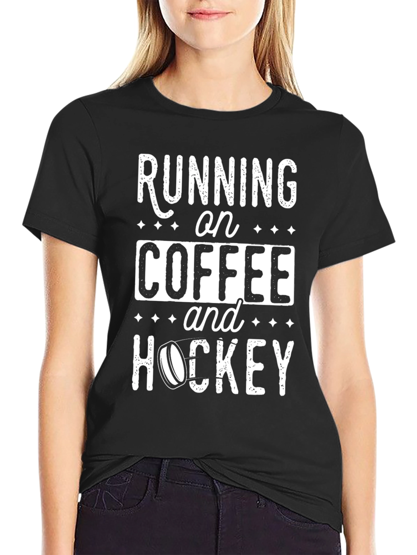 Running on Coffee & Hockey Tee - Novelty T-Shirt