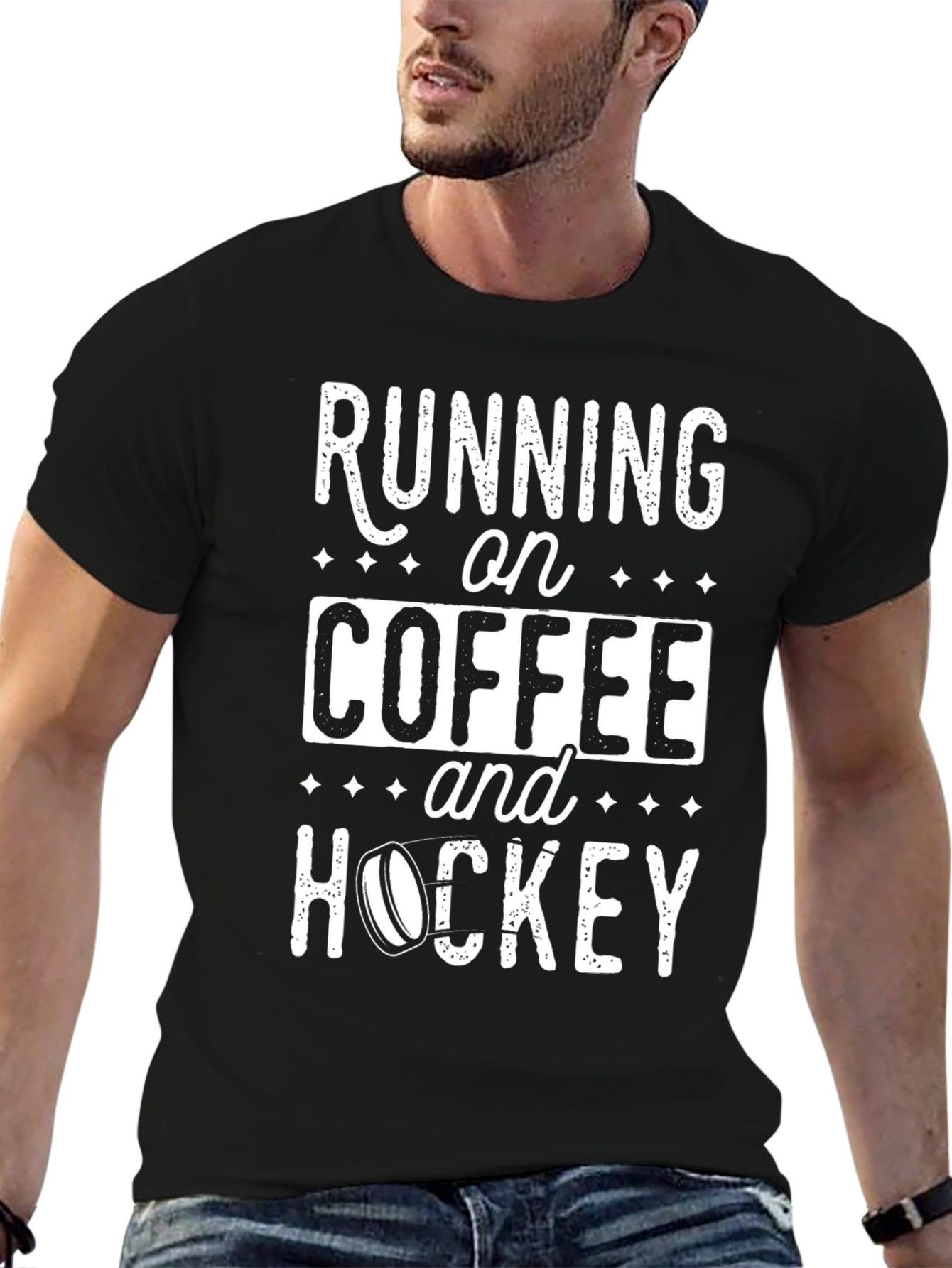 Running on Coffee & Hockey Tee - Novelty T-Shirt
