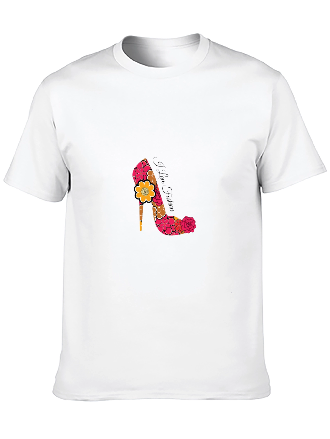 Floral Heel Print Black T-Shirt