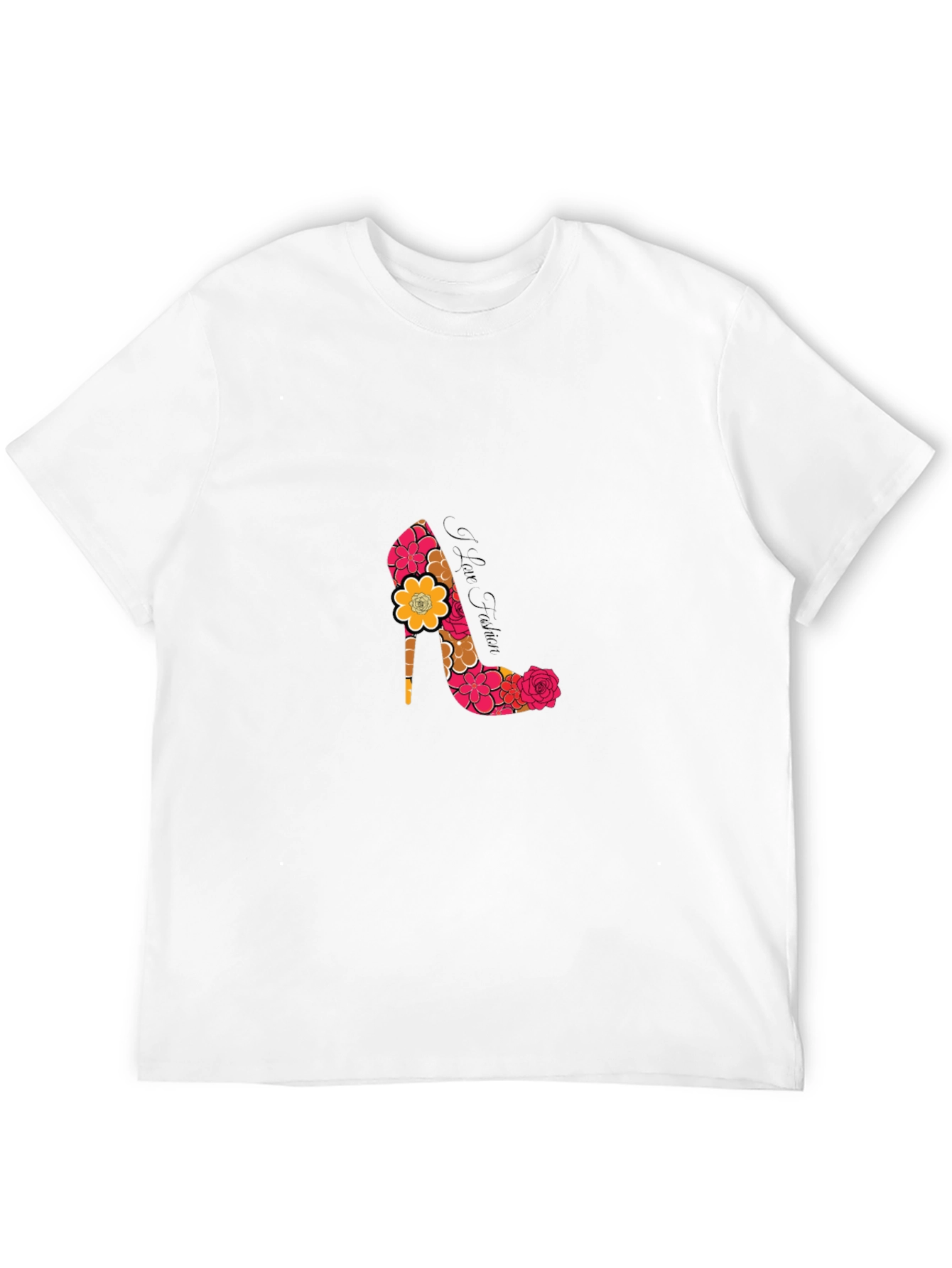 Floral Heel Print Black T-Shirt