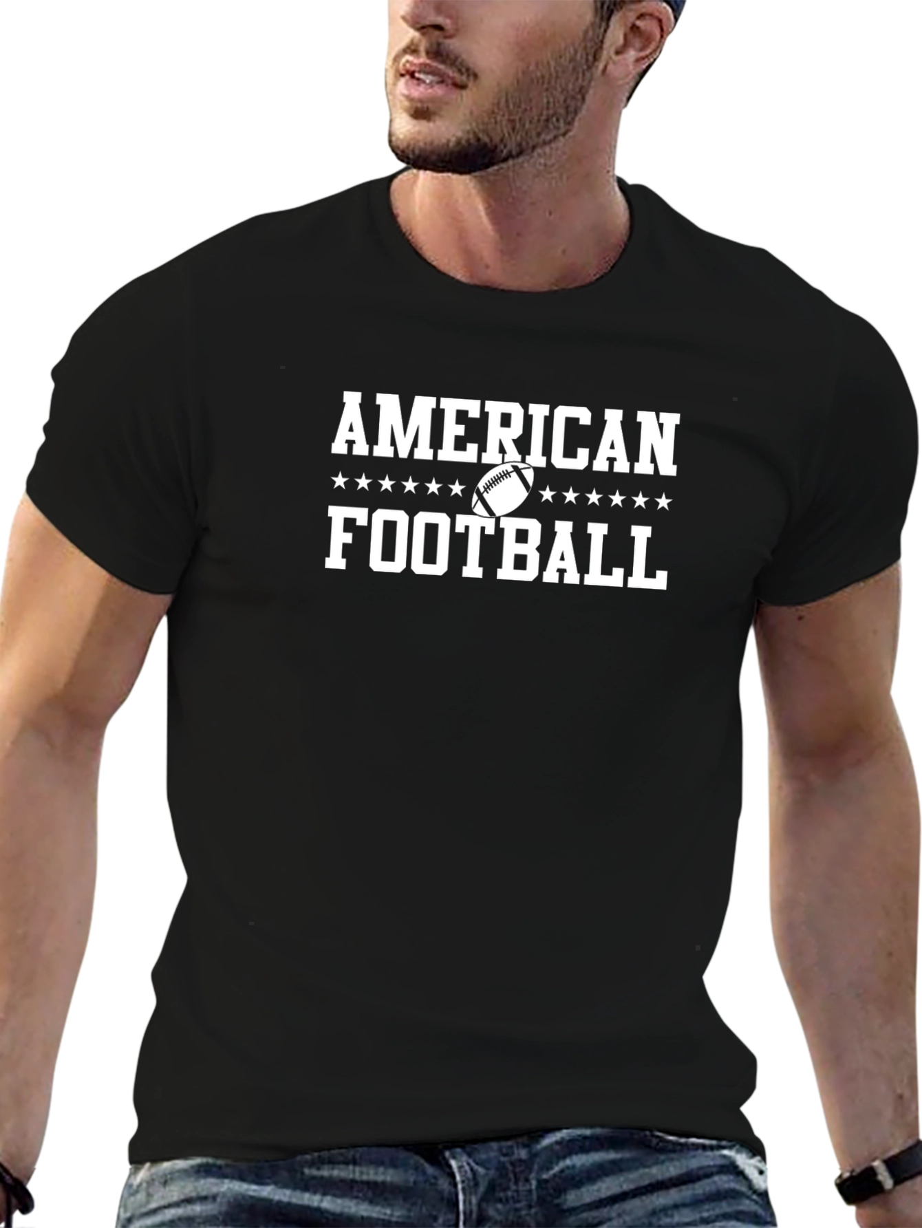 American Football Graphic T-Shirt - Black