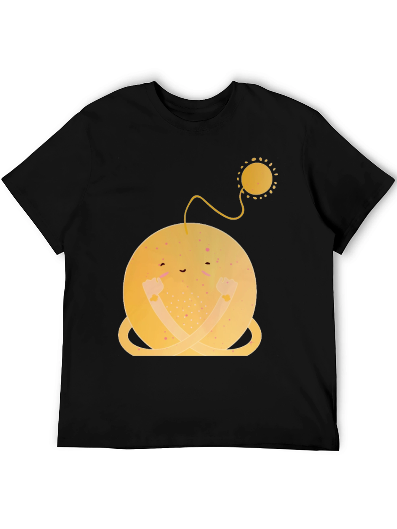 Smiling Planet Graphic Tee - Black Cotton Comfort
