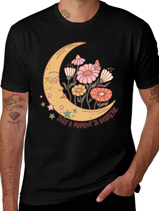 Moon Flower Graphic T-Shirt - Take a Moment to Breathe
