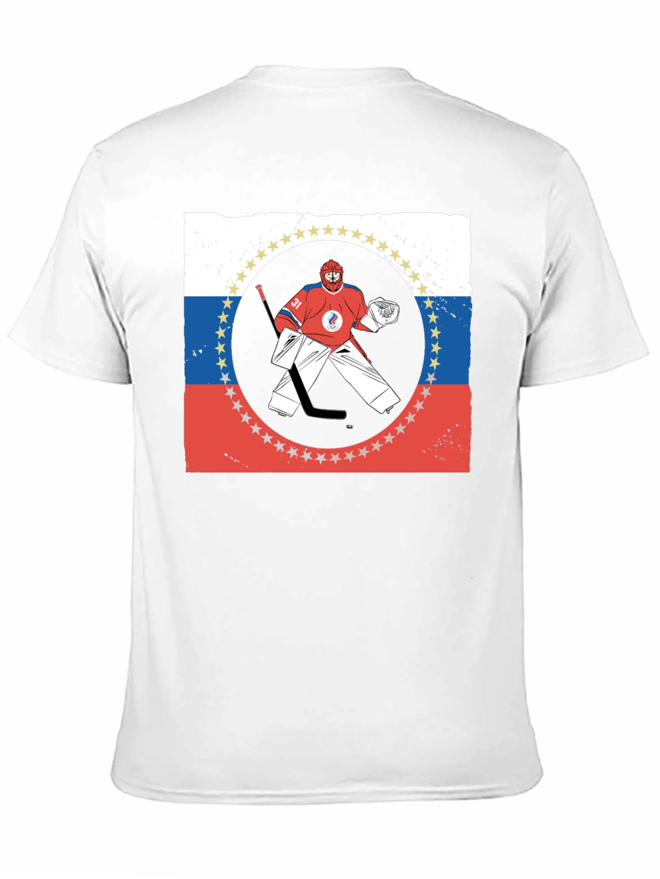 Russia Hockey T-Shirt Olympic Games Goal Keeper Graphic Tee