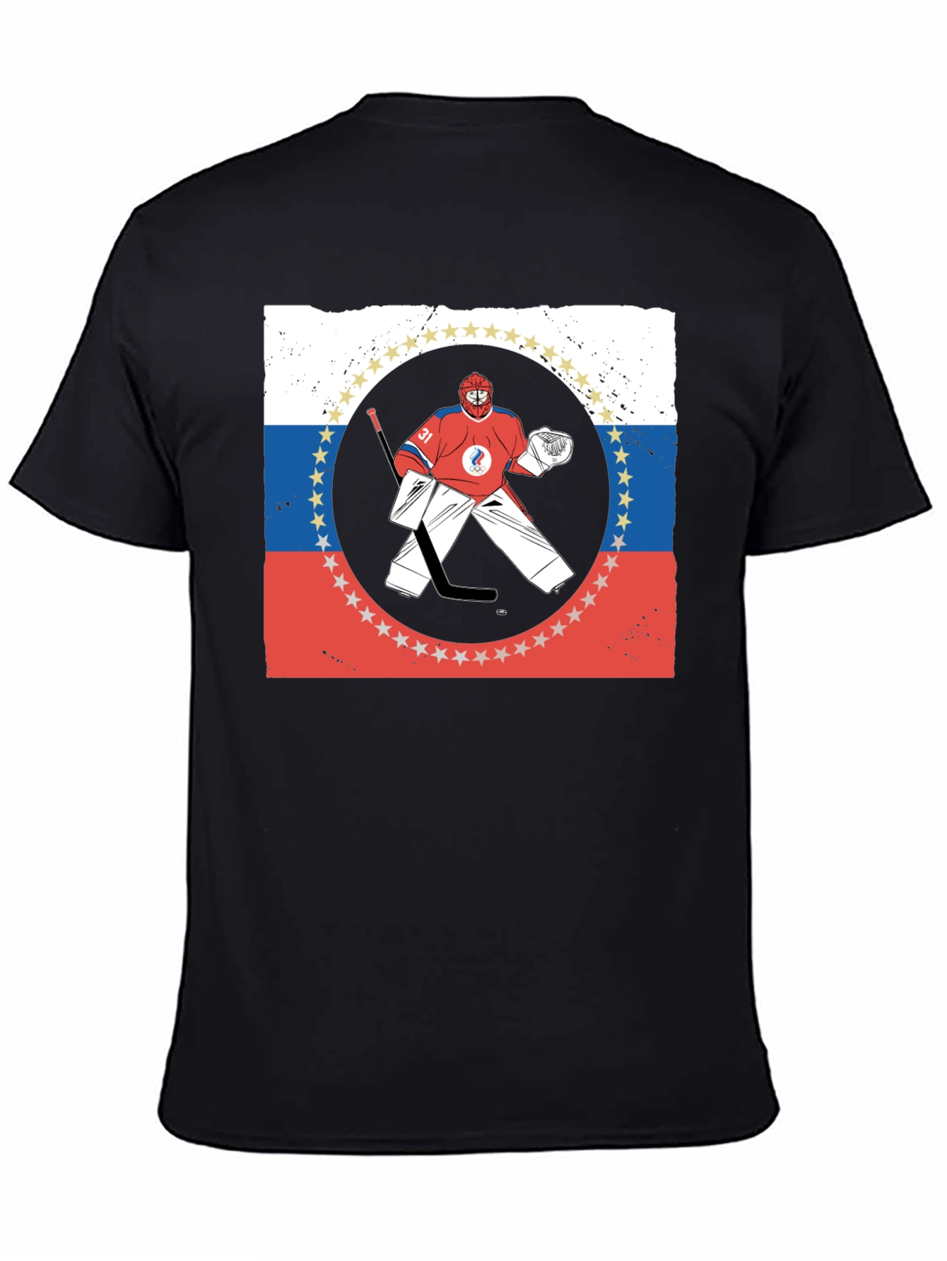 Russia Hockey T-Shirt Olympic Games Goal Keeper Graphic Tee