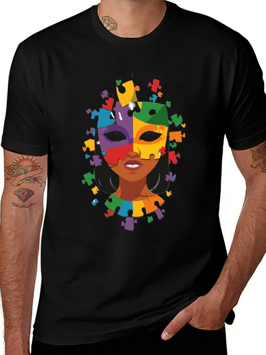 Autism Awareness Puzzle Piece Mask Tee