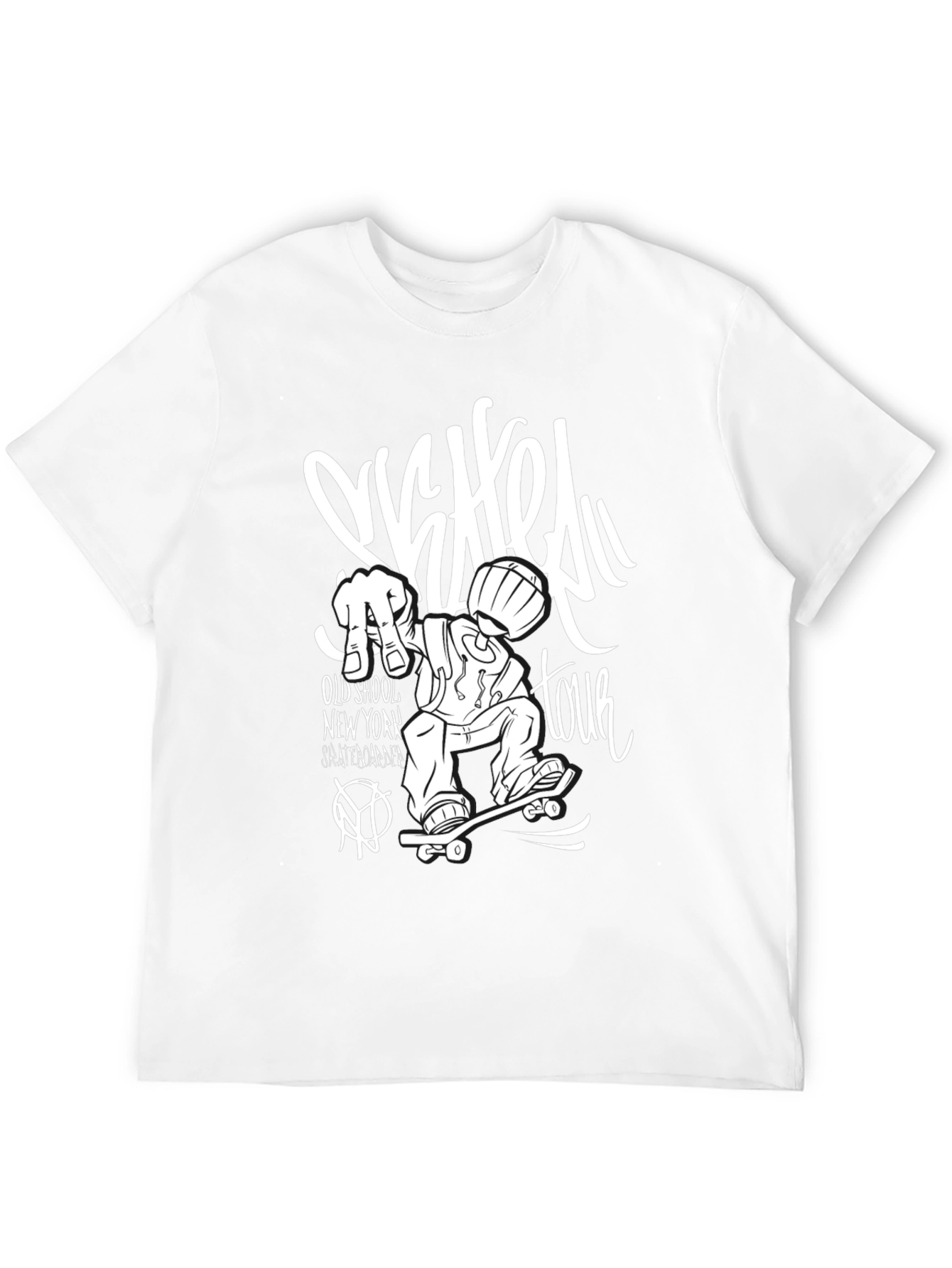Skateboard Tour Graphic Tee - Black Cotton T-Shirt
