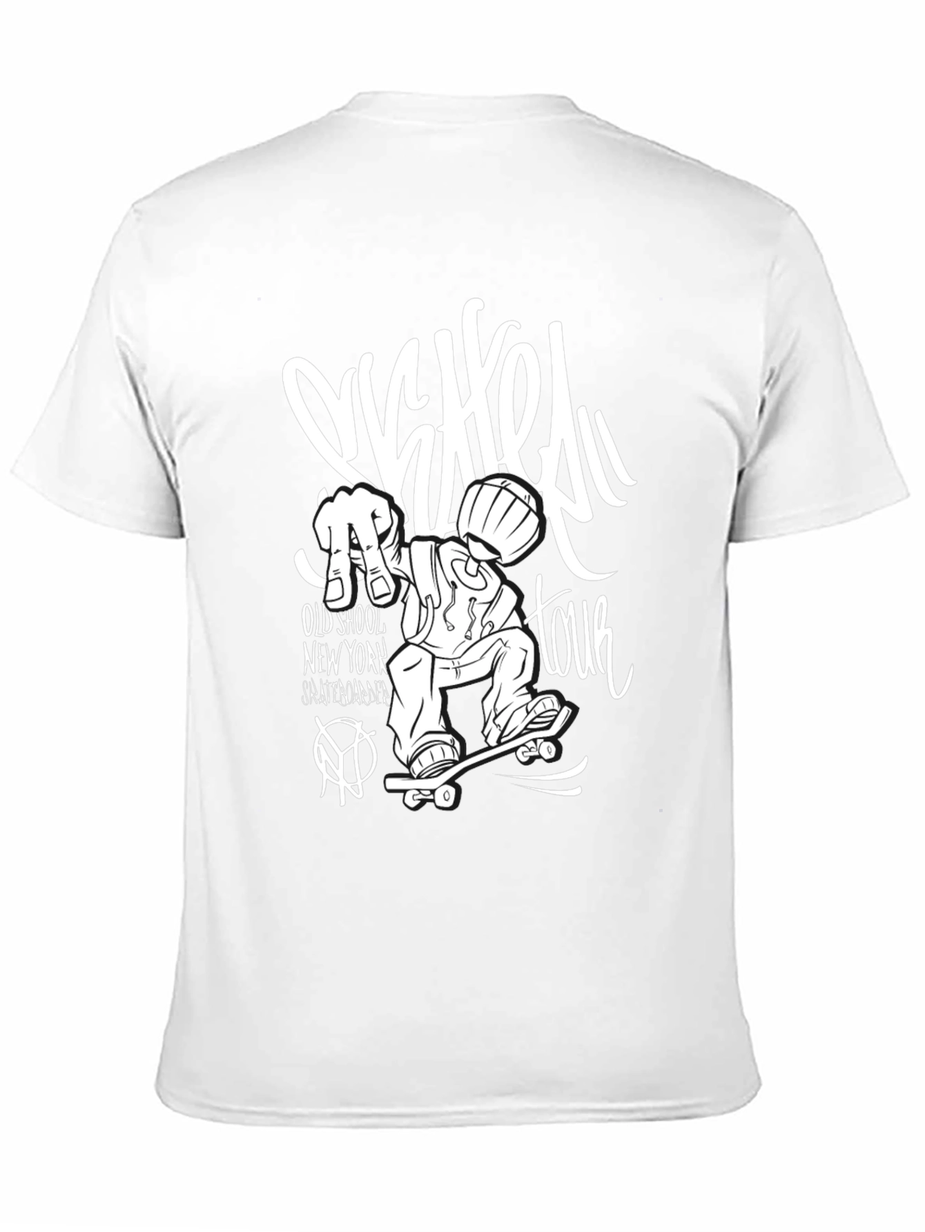 Skateboard Tour Graphic Tee - Black Cotton T-Shirt