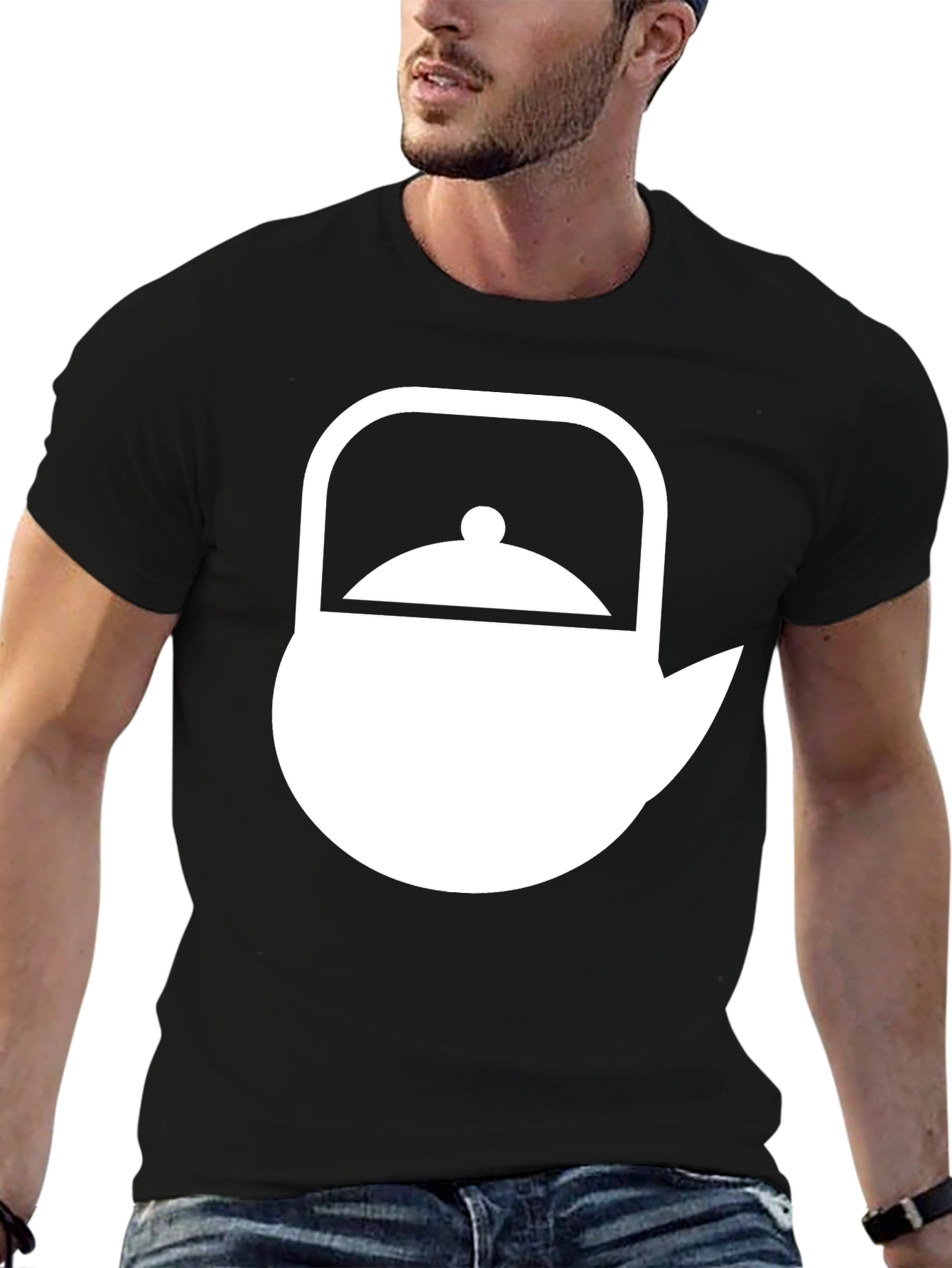 Stylish Teapot Graphic T-Shirt - Black