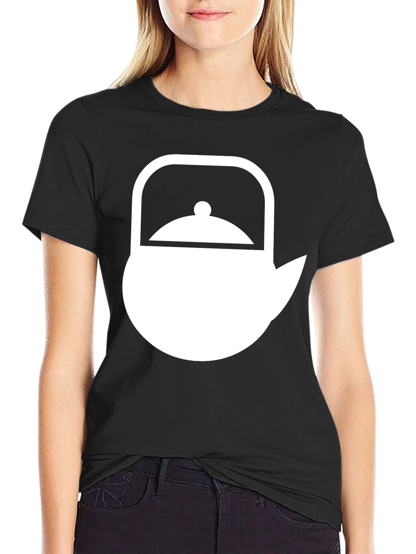Stylish Teapot Graphic T-Shirt - Black