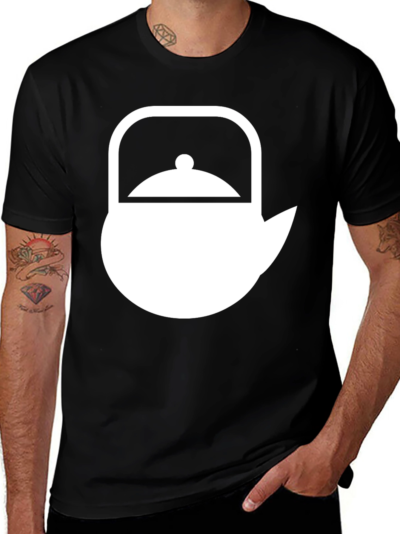 Stylish Teapot Graphic T-Shirt - Black