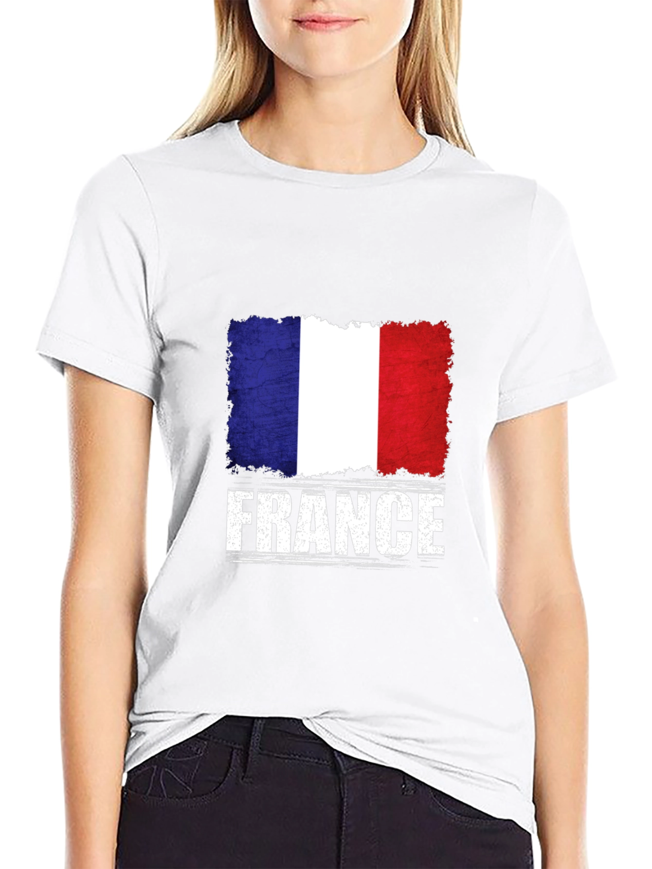 France Flag Graphic T-Shirt - Distressed Print