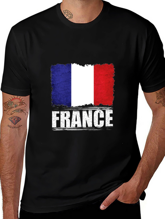 France Flag Graphic T-Shirt - Distressed Print