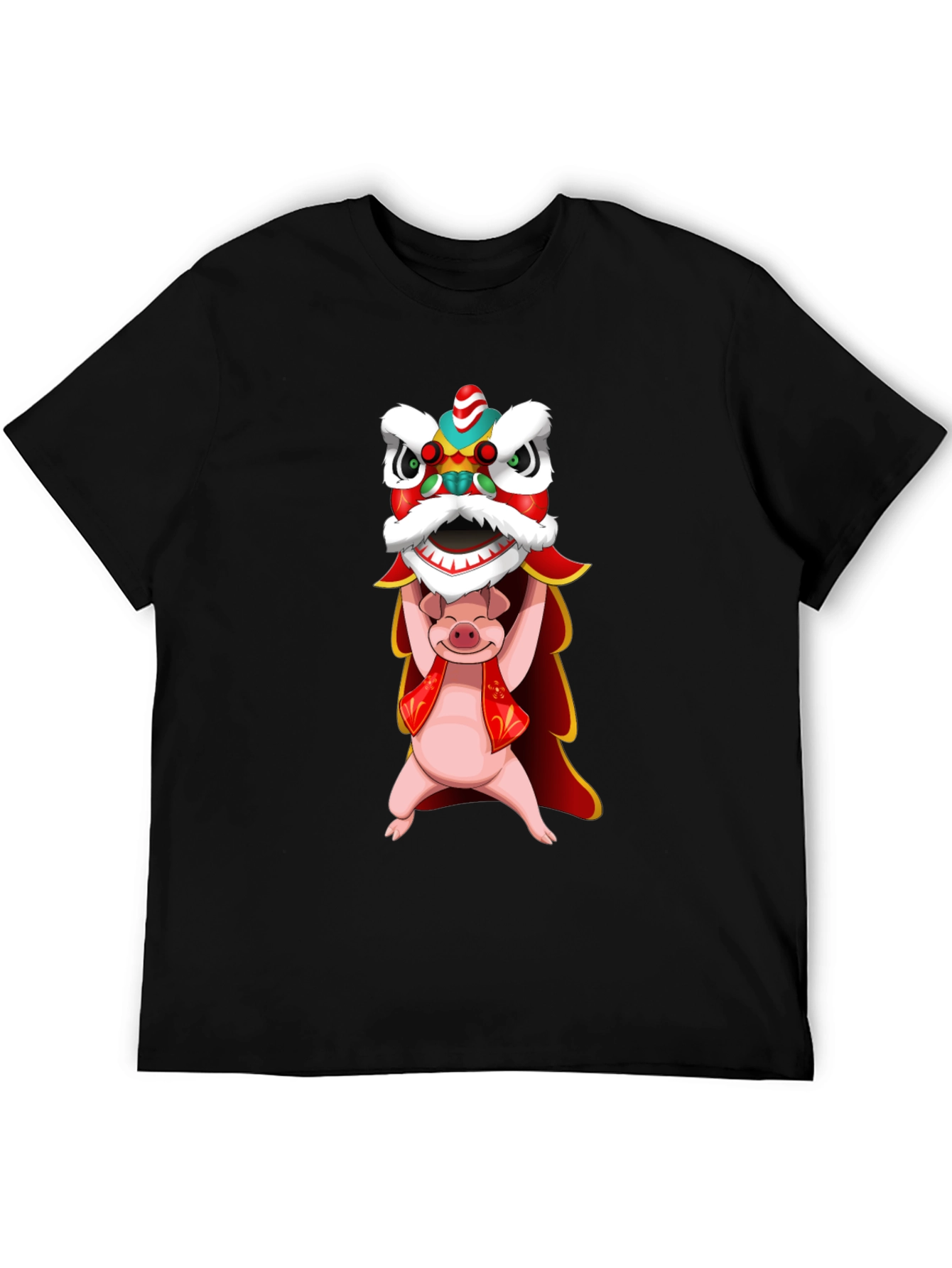 Pig Holding Lion Dance T-Shirt - Chinese New Year