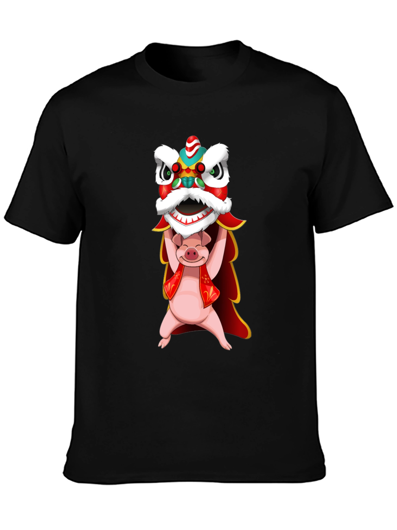 Pig Holding Lion Dance T-Shirt - Chinese New Year
