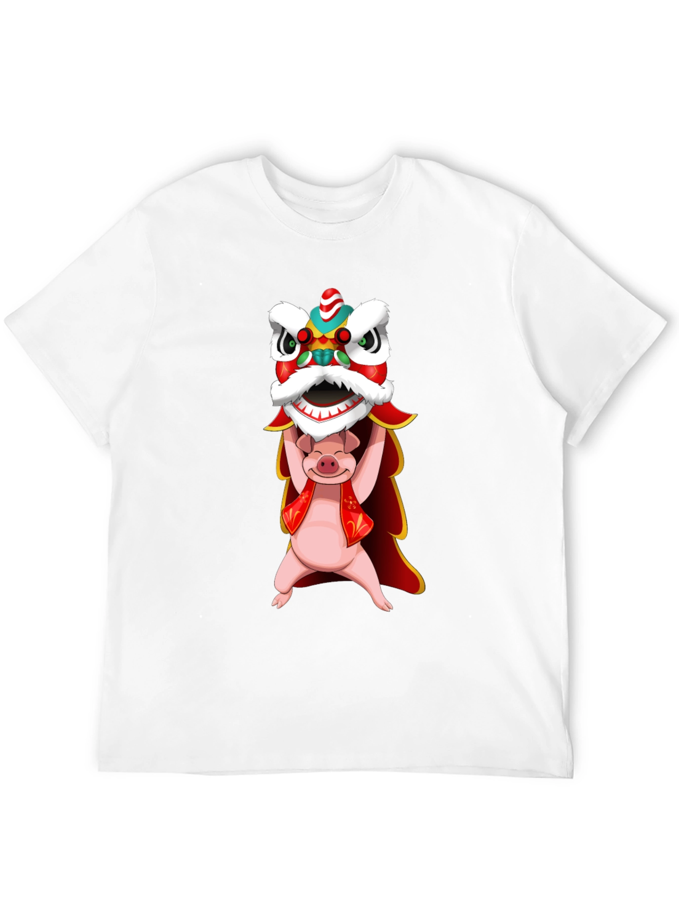 Pig Holding Lion Dance T-Shirt - Chinese New Year