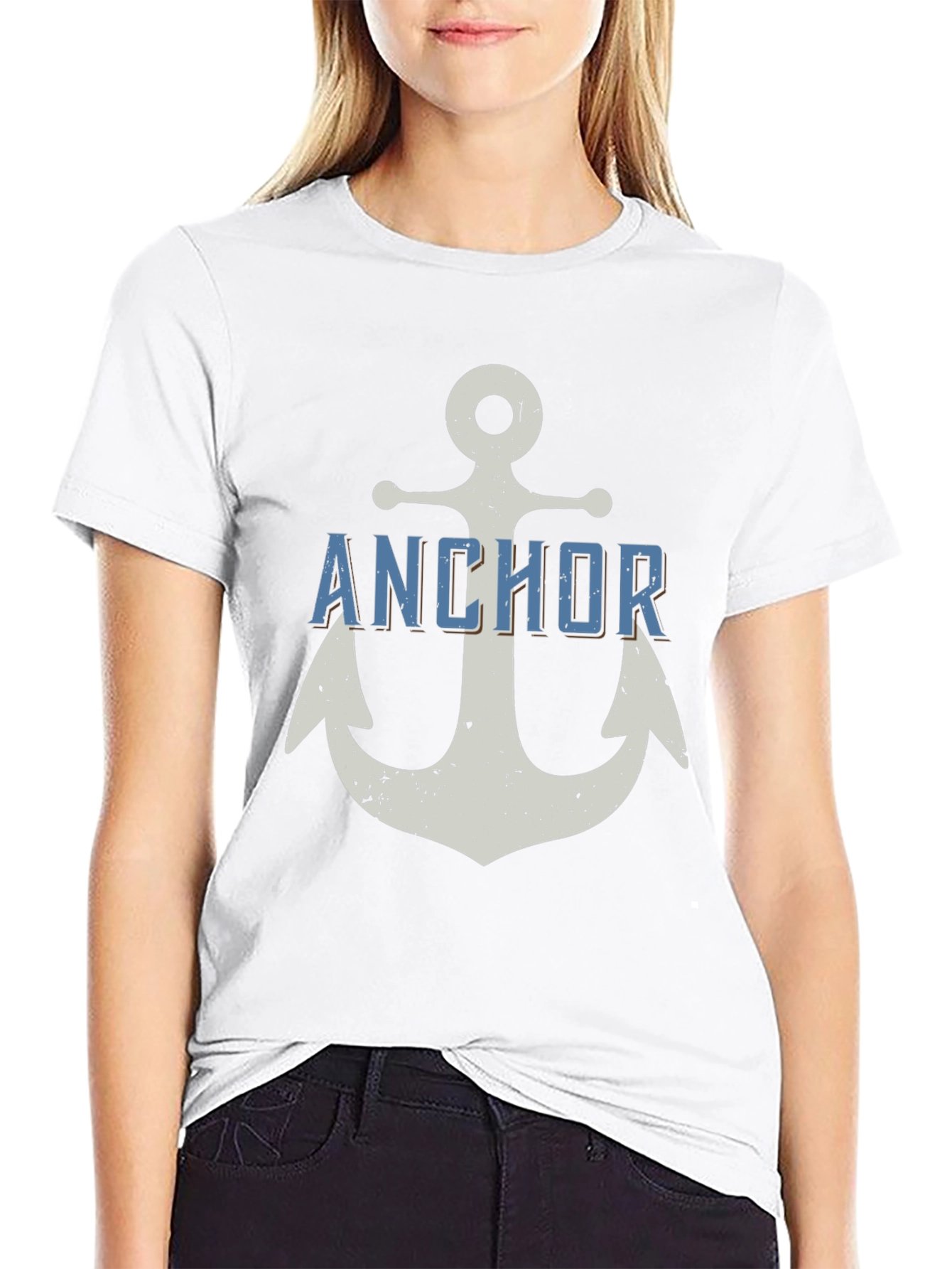Anchor Graphic Print Mens Black T-Shirt