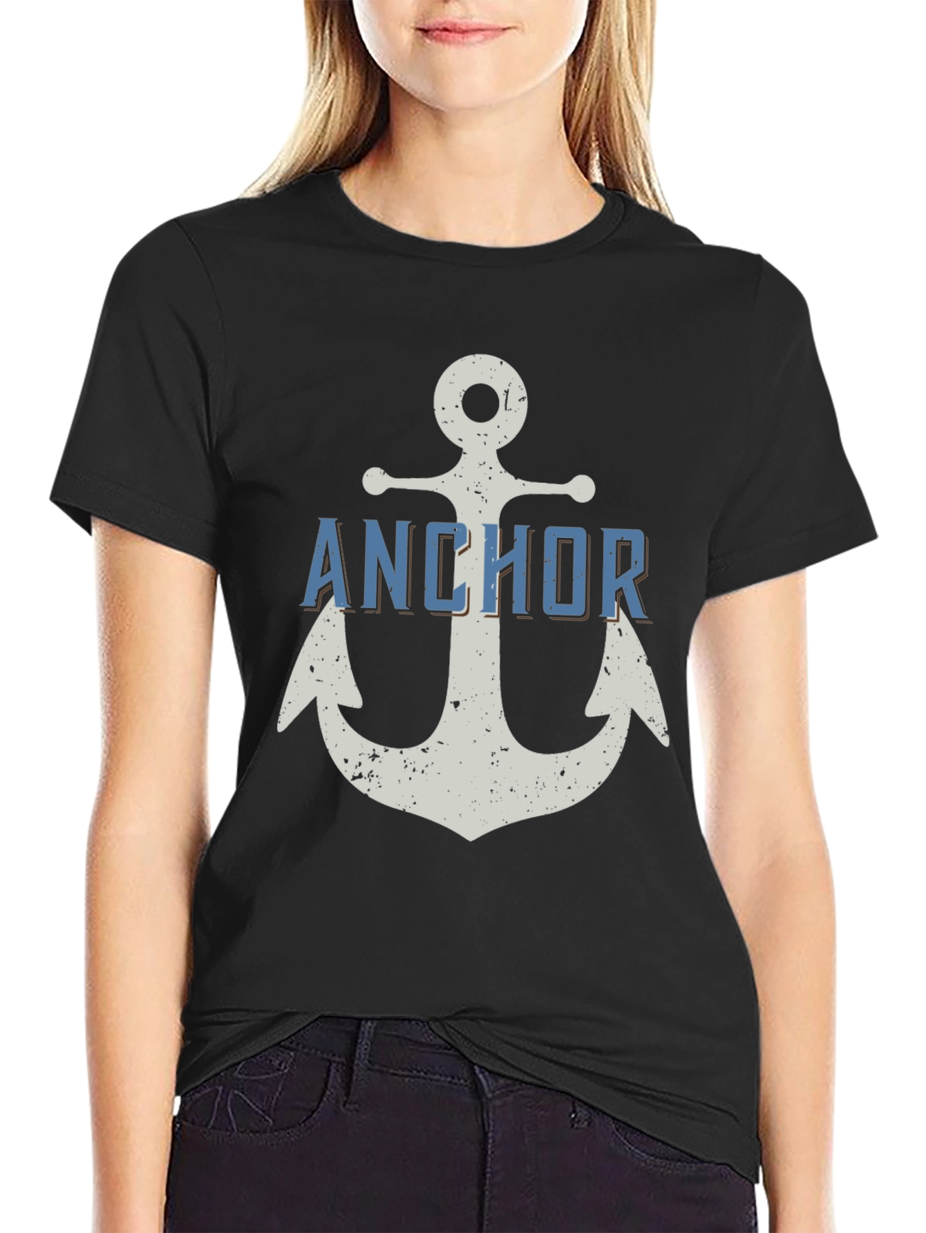 Anchor Graphic Print Mens Black T-Shirt