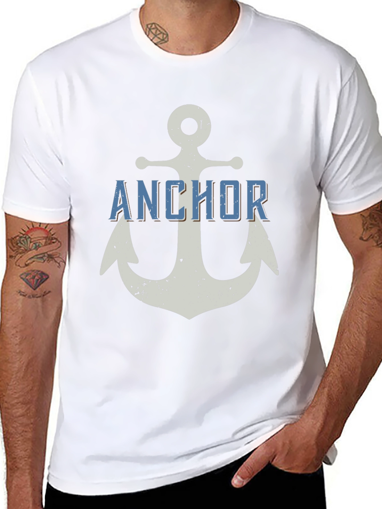Anchor Graphic Print Mens Black T-Shirt