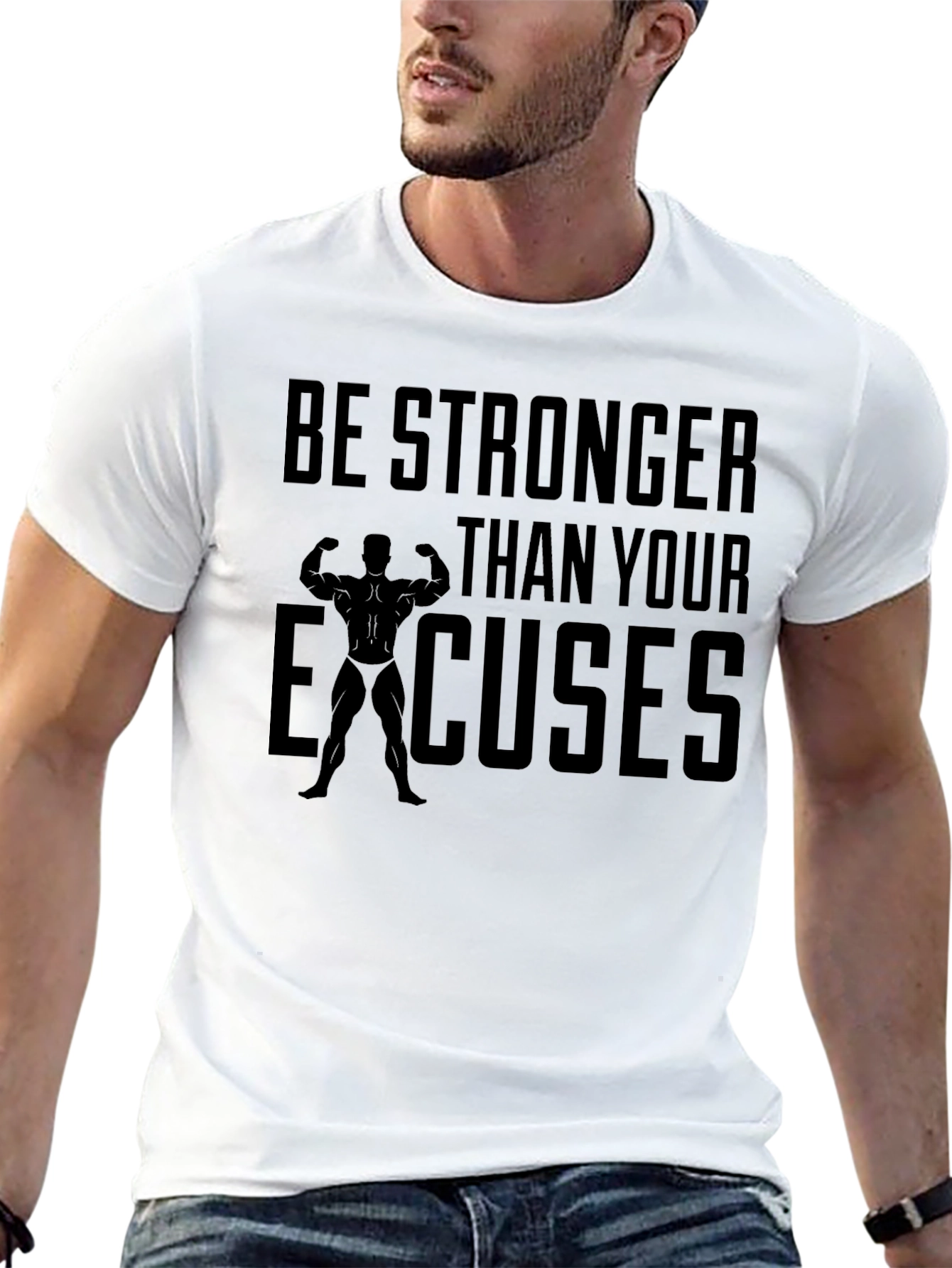 Motivational Gym T-Shirt - Be Stronger Than Excuses