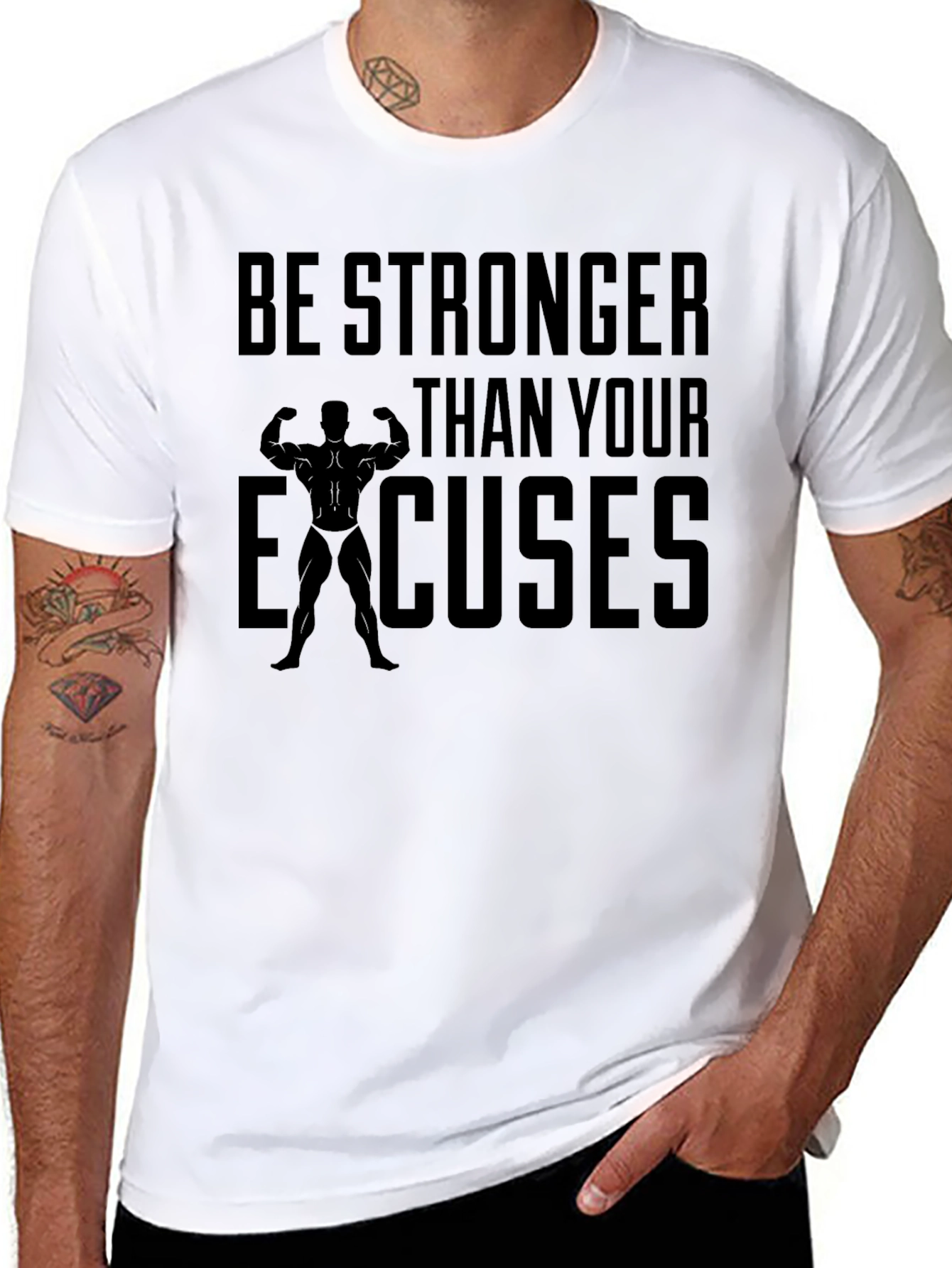 Motivational Gym T-Shirt - Be Stronger Than Excuses