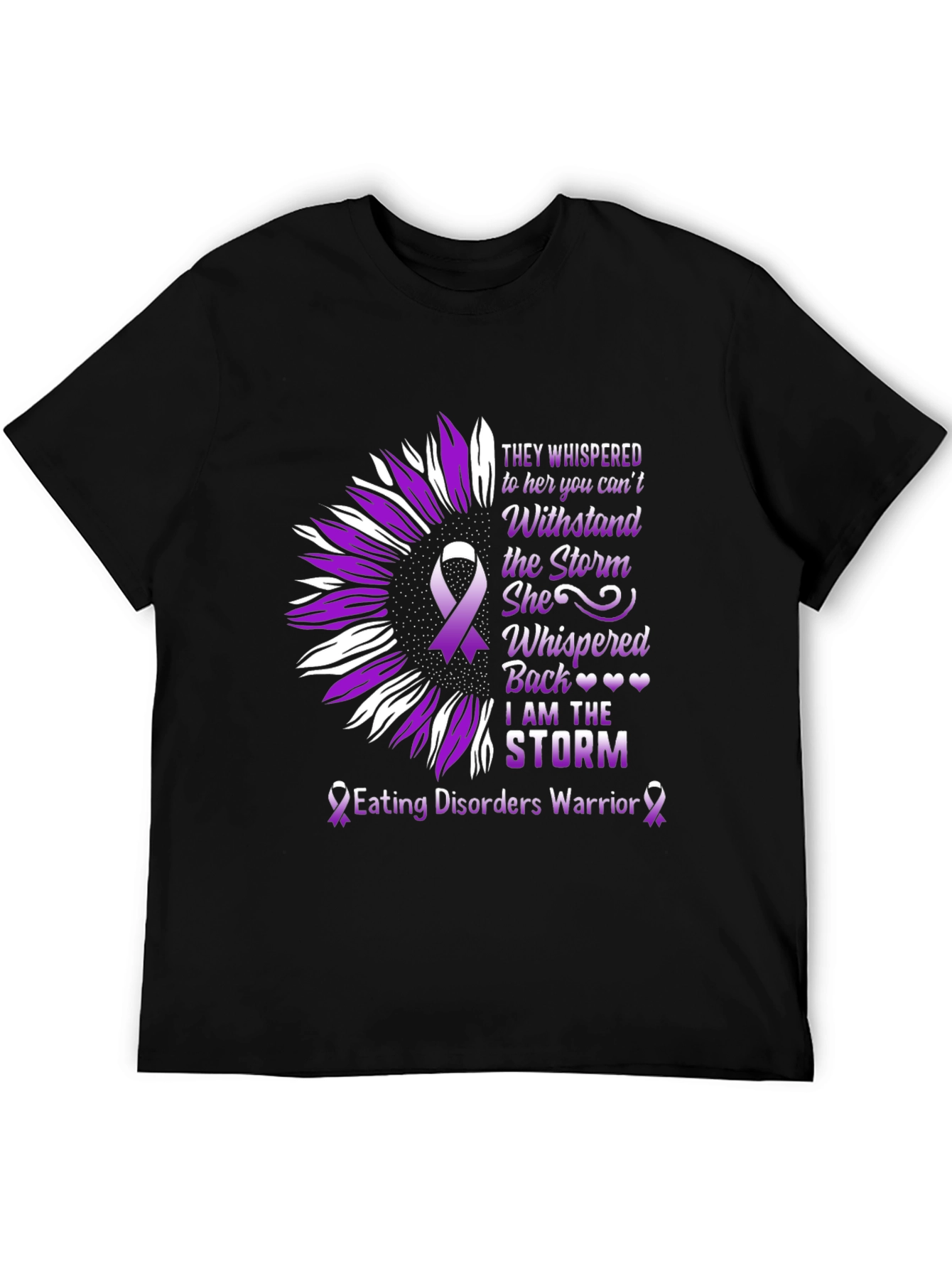 Eating Disorder Warrior T-Shirt Sunflower Purple Ribbon