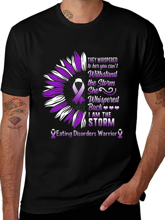 Eating Disorder Warrior T-Shirt Sunflower Purple Ribbon