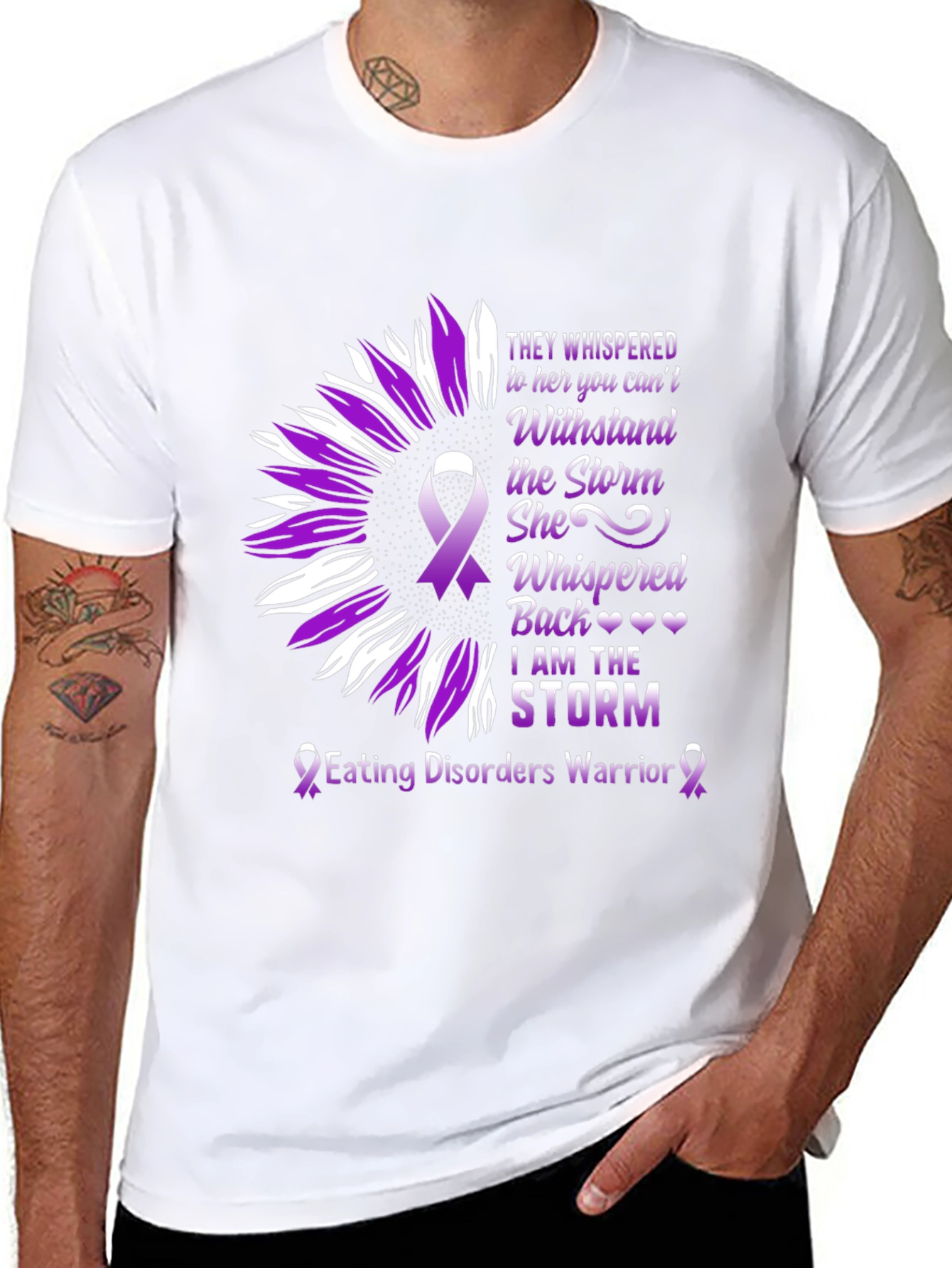 Eating Disorder Warrior T-Shirt Sunflower Purple Ribbon