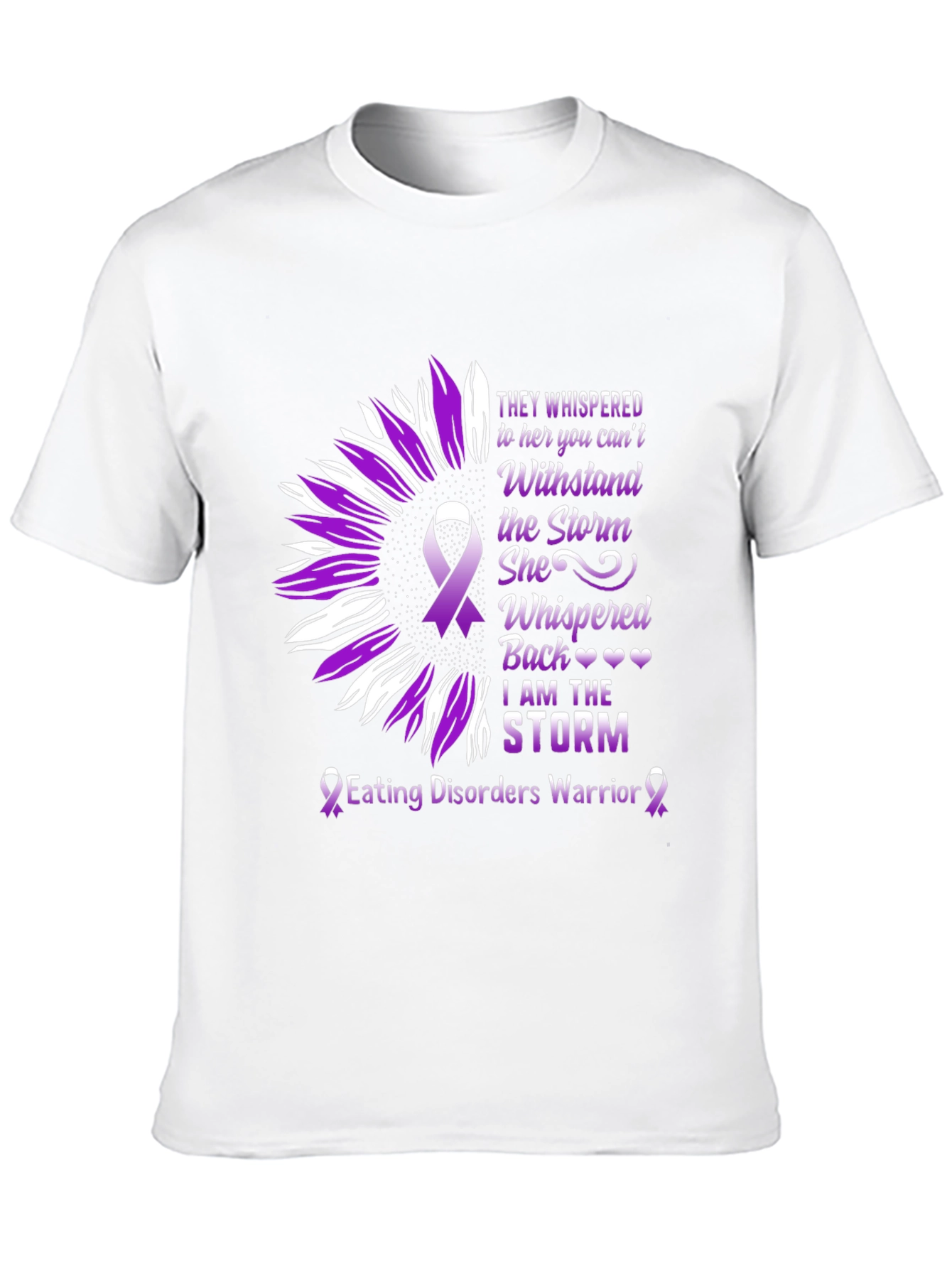 Eating Disorder Warrior T-Shirt Sunflower Purple Ribbon