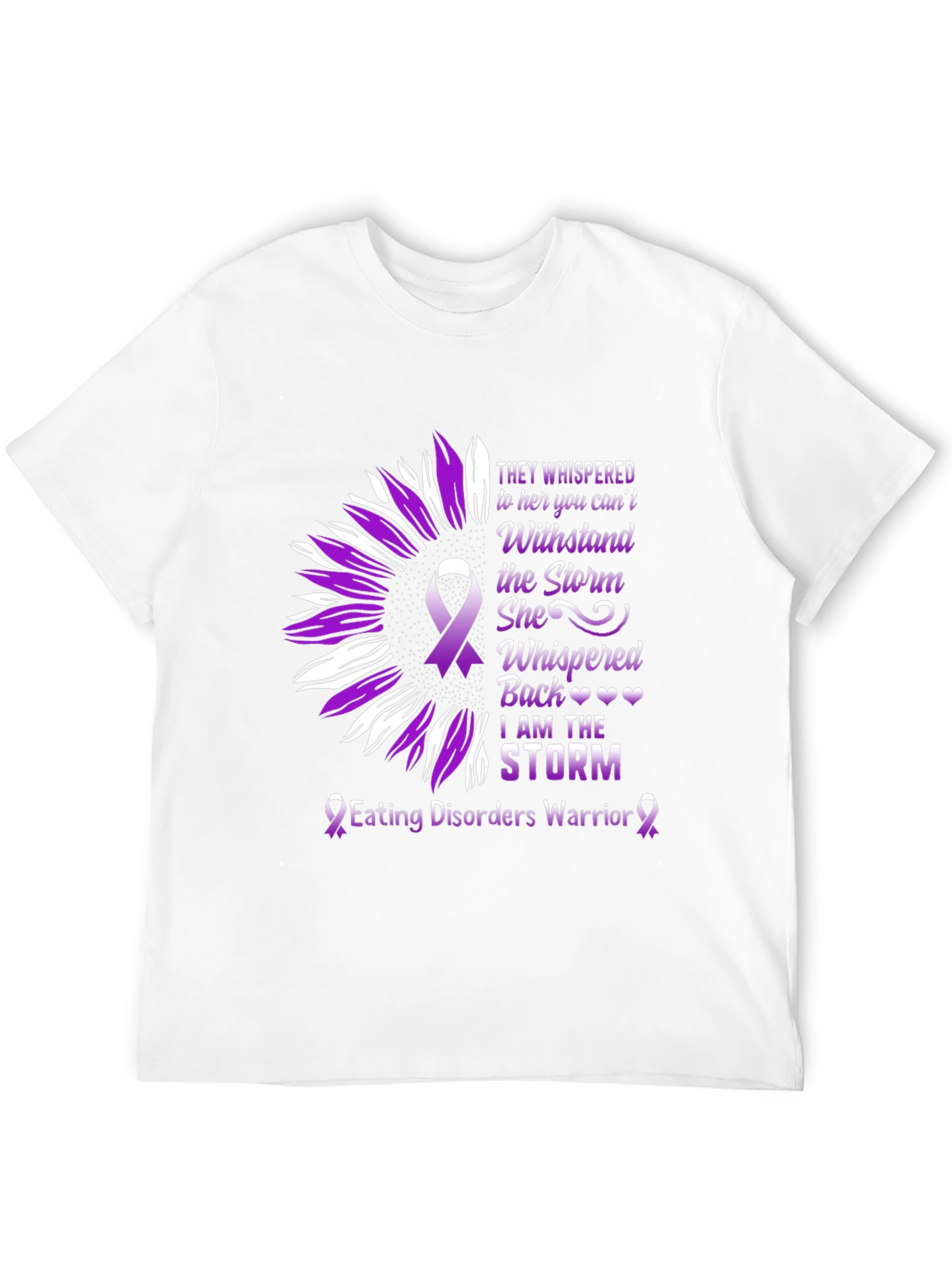 Eating Disorder Warrior T-Shirt Sunflower Purple Ribbon