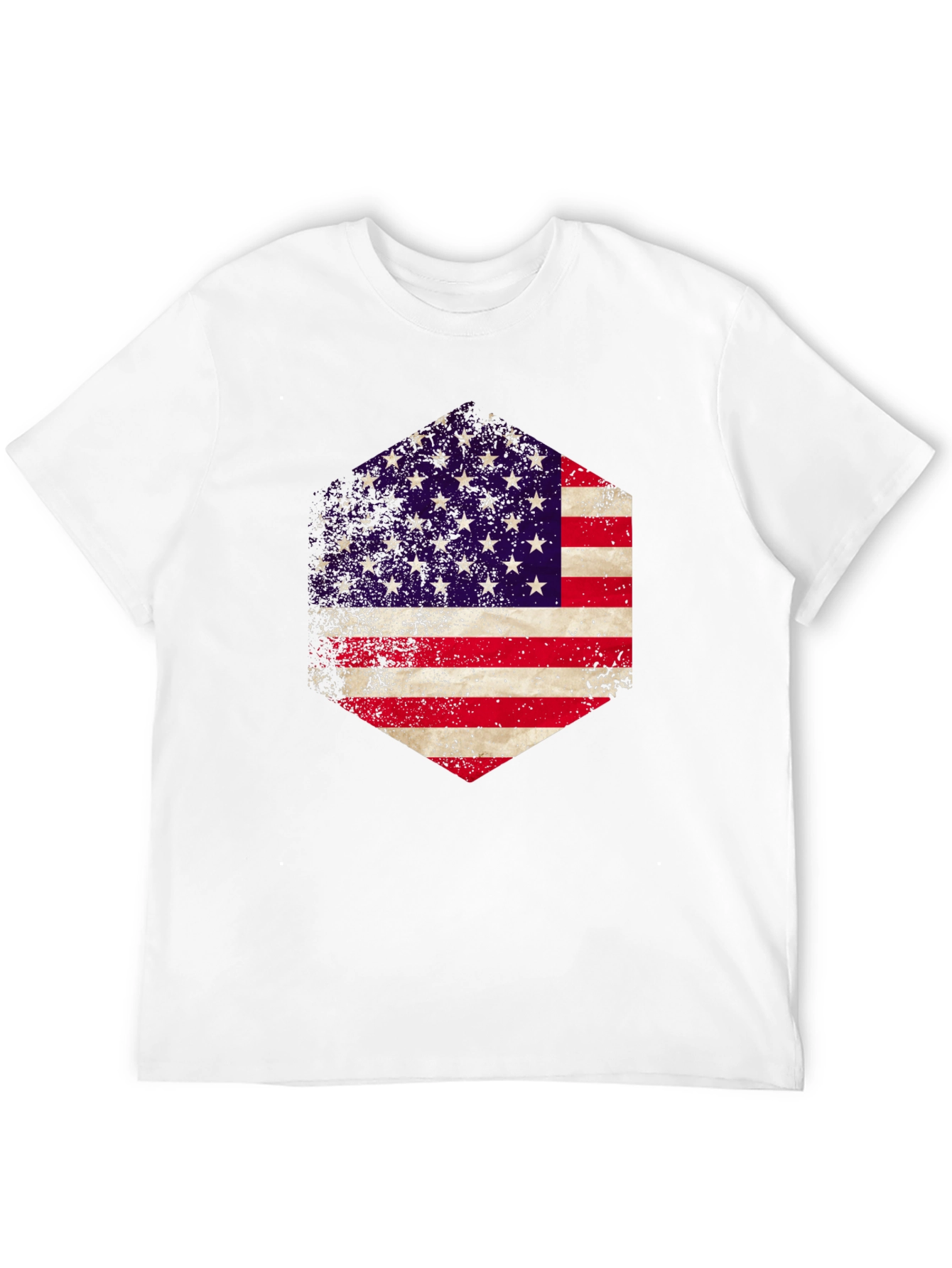 American Flag Hexagon Graphic Black T-Shirt