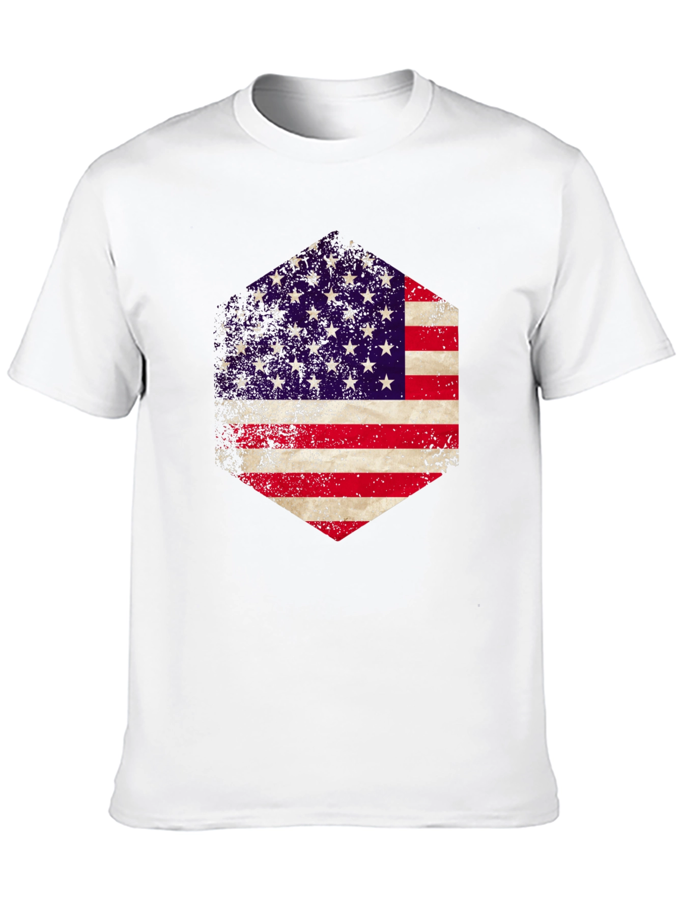 American Flag Hexagon Graphic Black T-Shirt