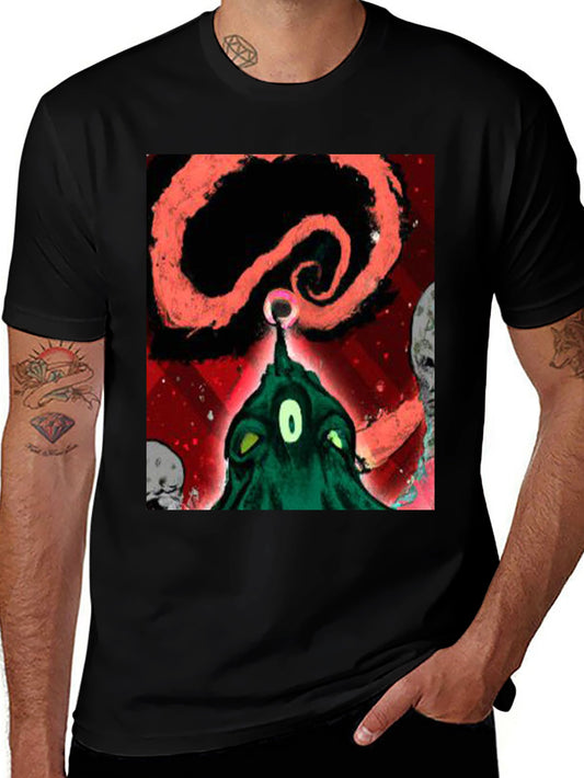 Surreal Alien Graphic Black T-Shirt
