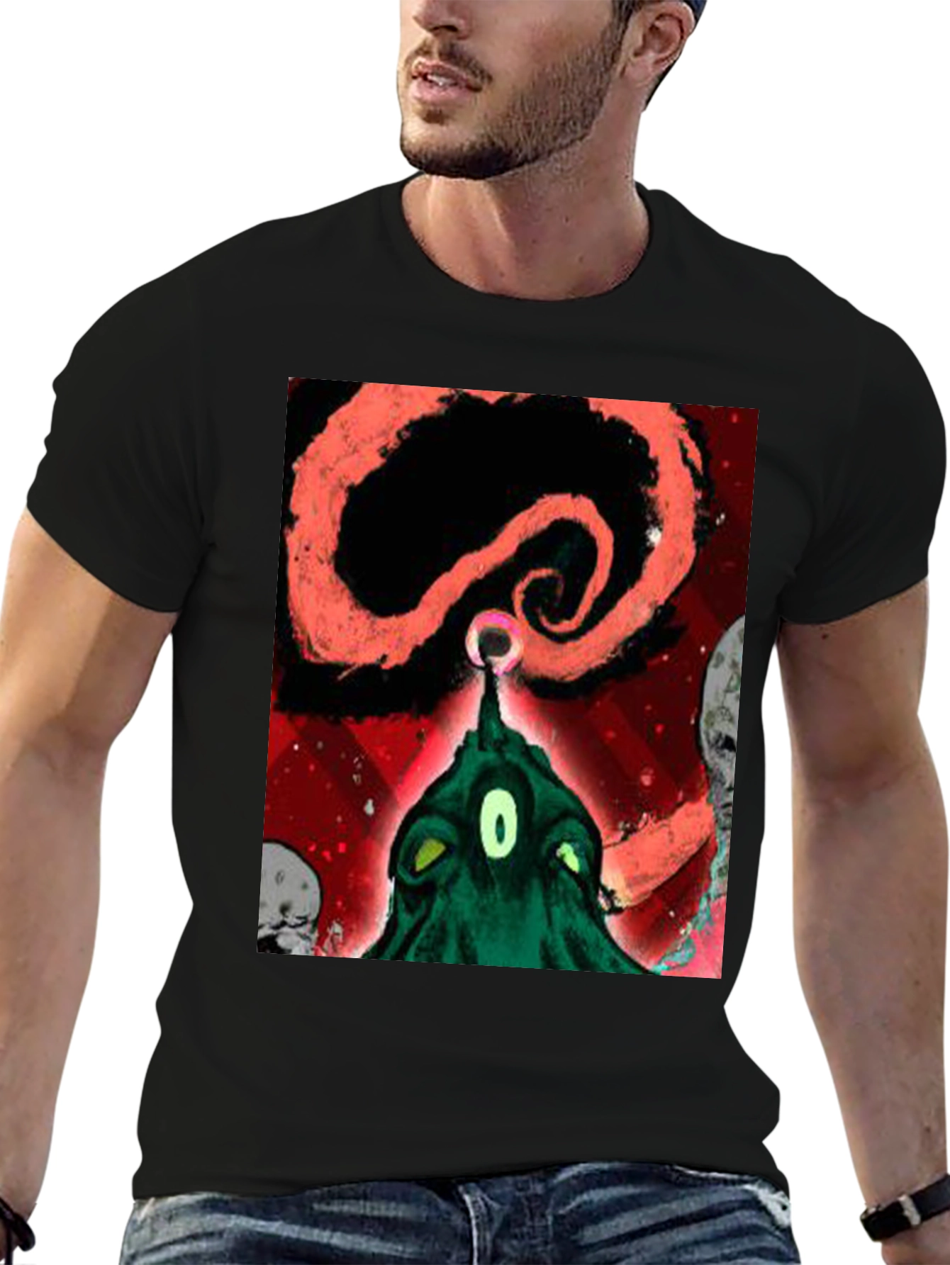 Surreal Alien Graphic Black T-Shirt
