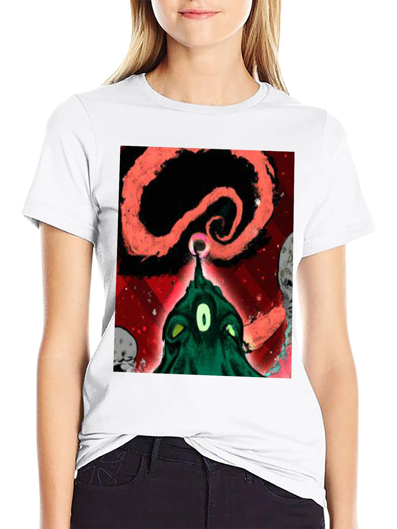 Surreal Alien Graphic Black T-Shirt