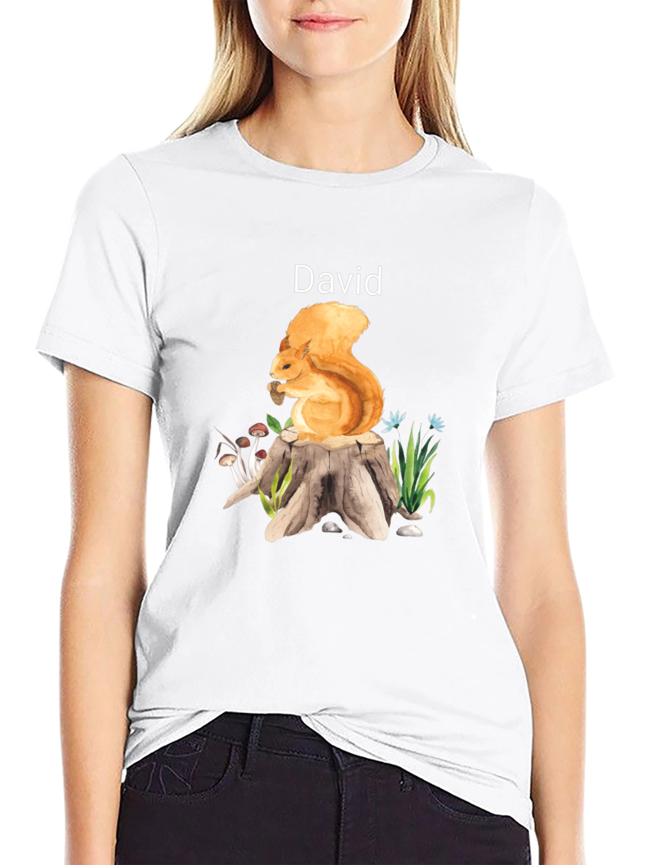 Squirrel on Stump David T-Shirt