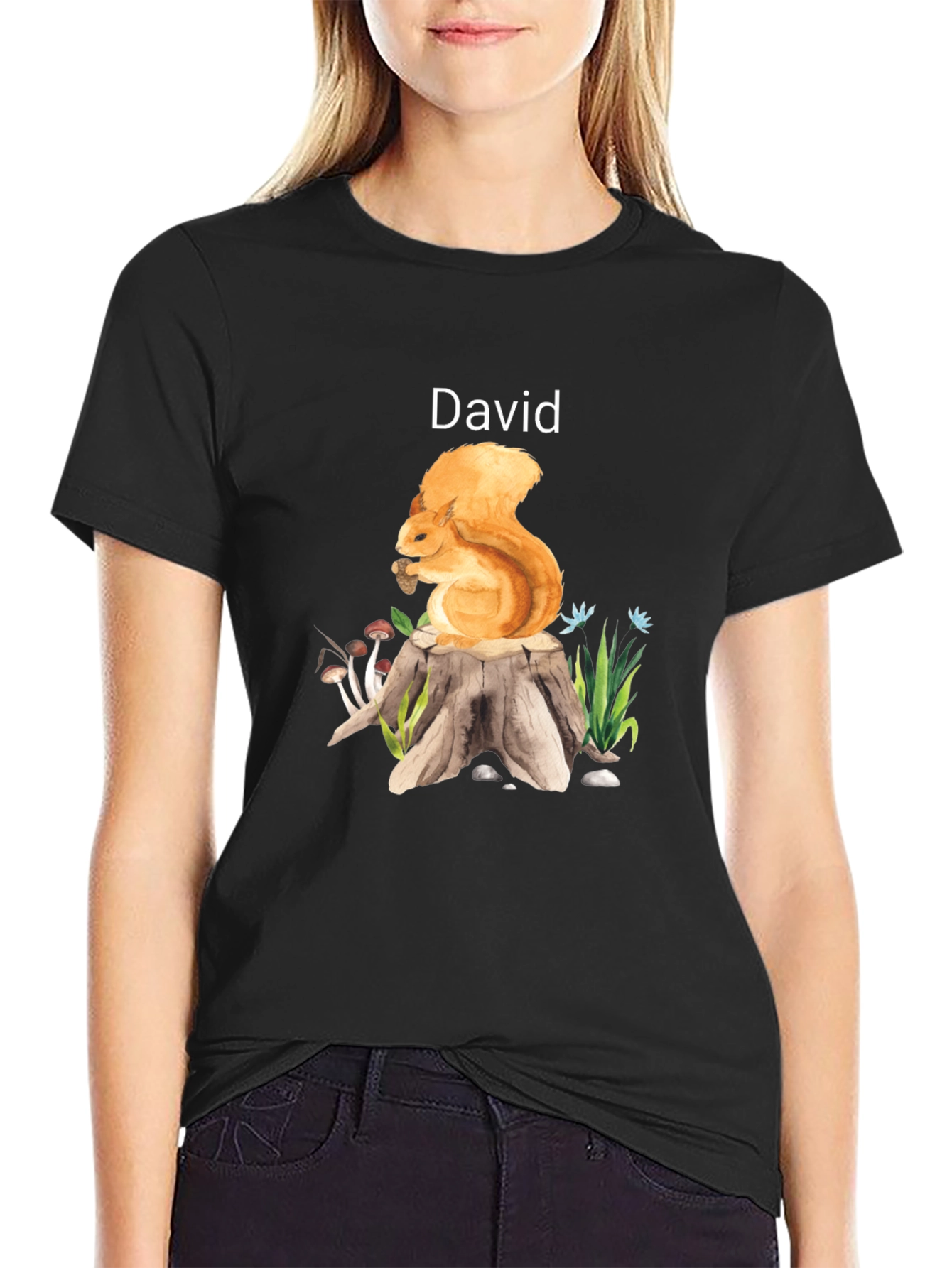 Squirrel on Stump David T-Shirt