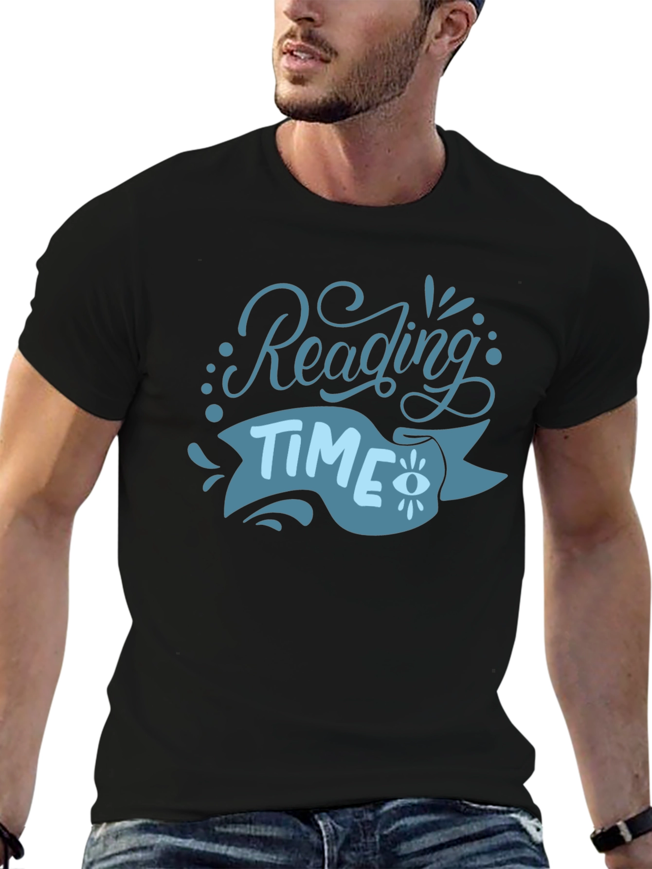 Reading Time Graphic Tee - Black Cotton T-Shirt