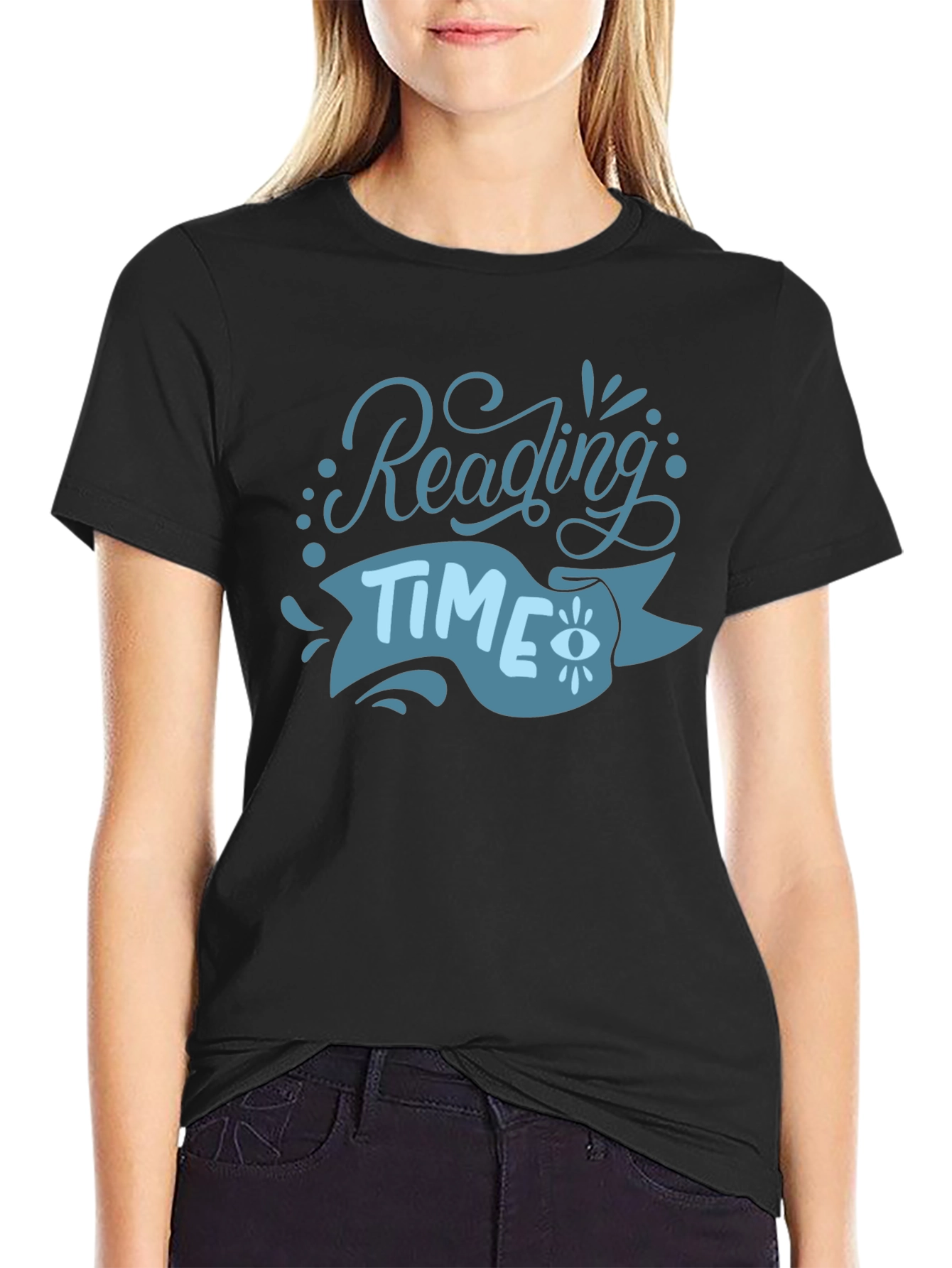 Reading Time Graphic Tee - Black Cotton T-Shirt