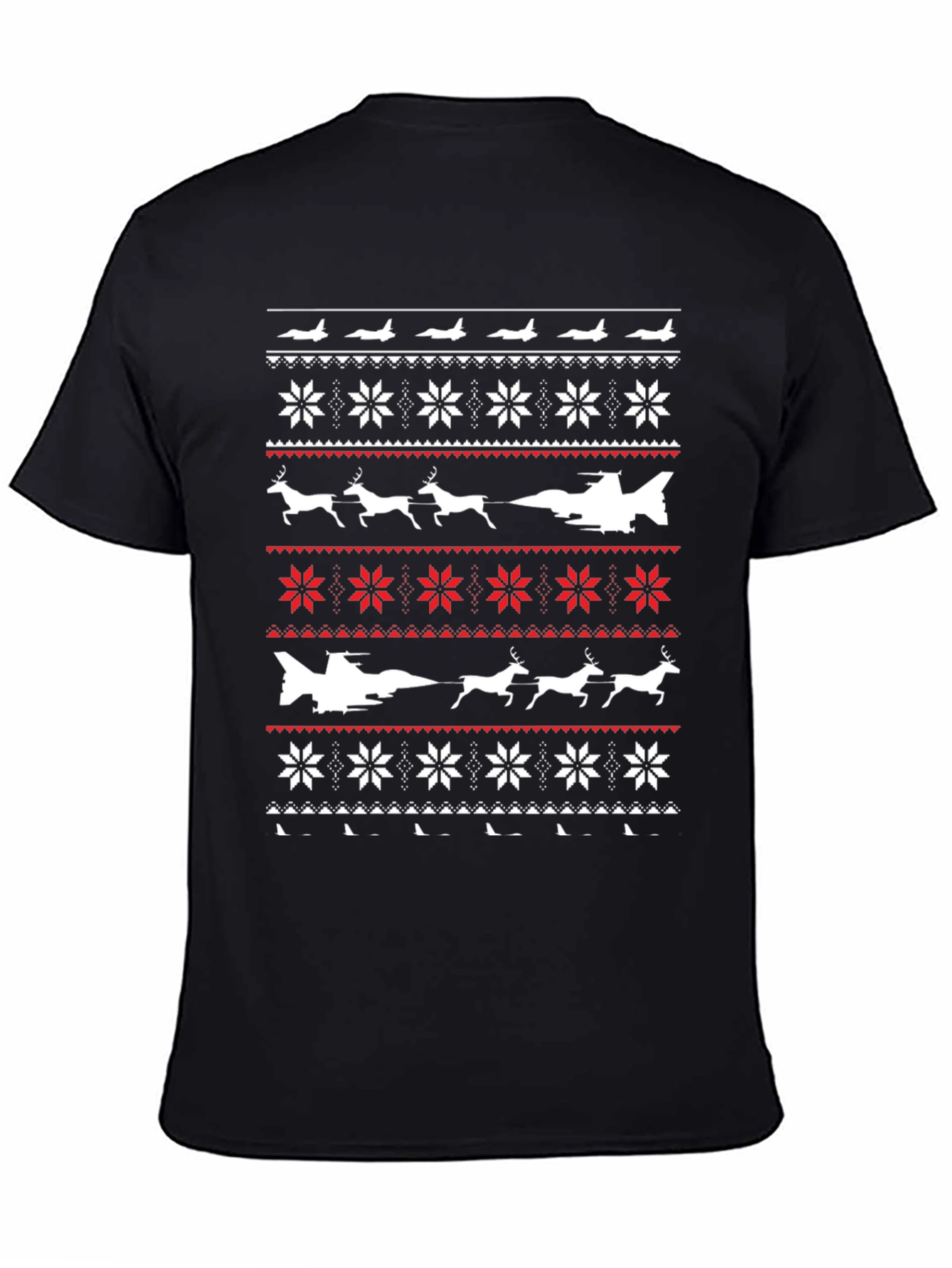 Novelty Ugly Christmas Sweater Style Plane T-Shirt