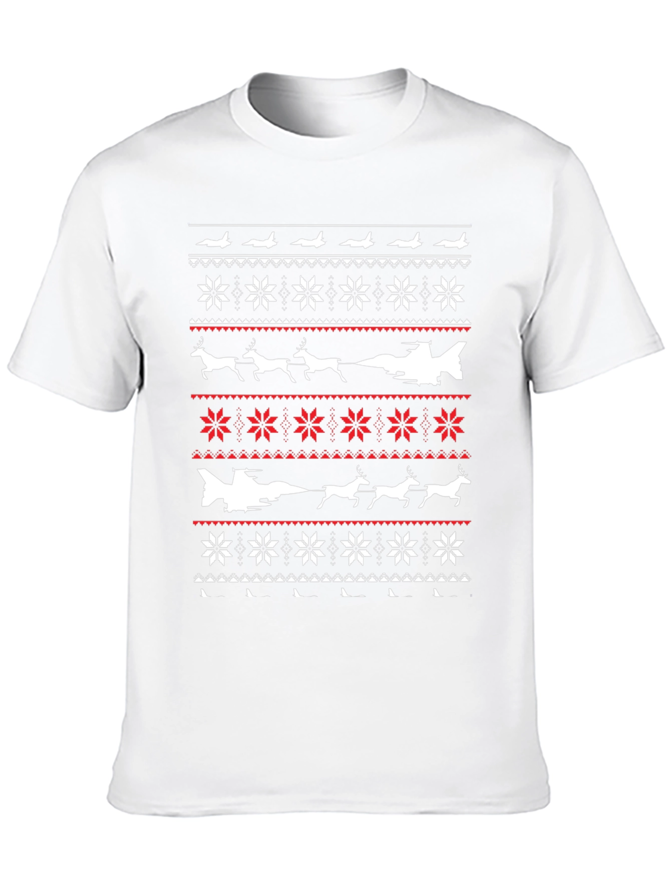 Novelty Ugly Christmas Sweater Style Plane T-Shirt