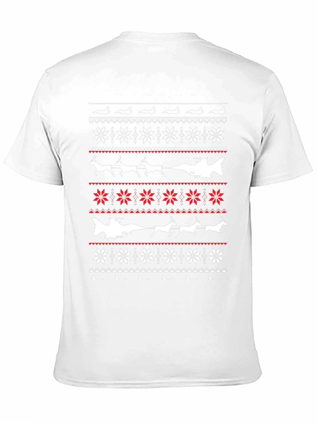 Novelty Ugly Christmas Sweater Style Plane T-Shirt