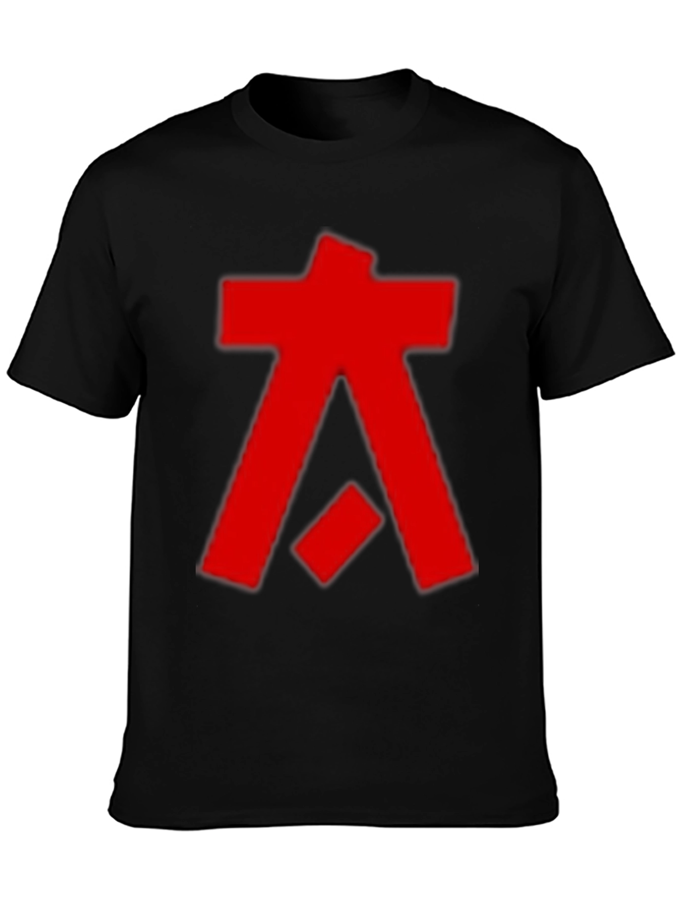 Abstract Graphic Tee - Bold Red Design on Black