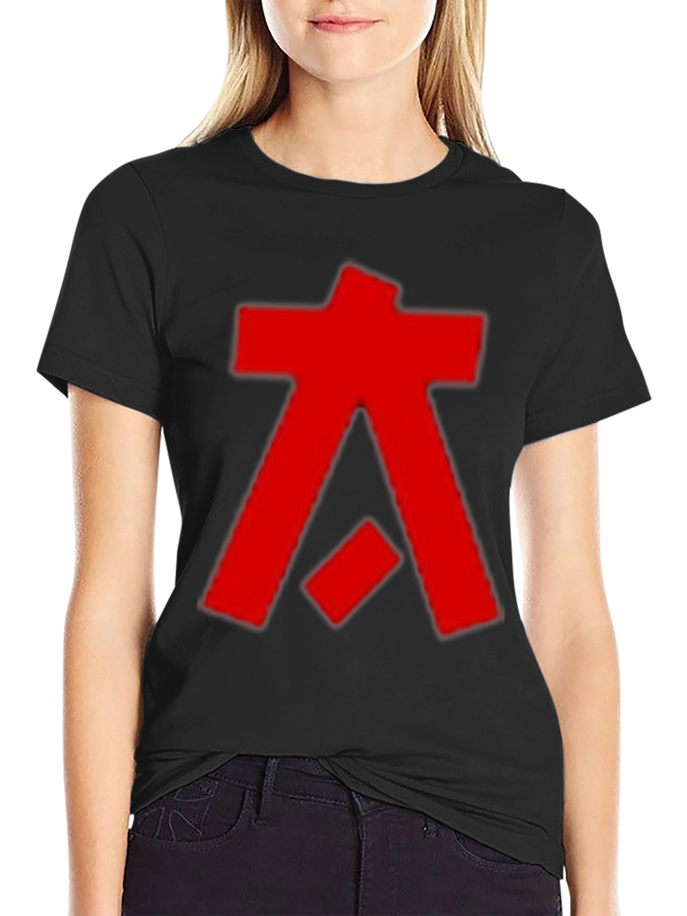 Abstract Graphic Tee - Bold Red Design on Black