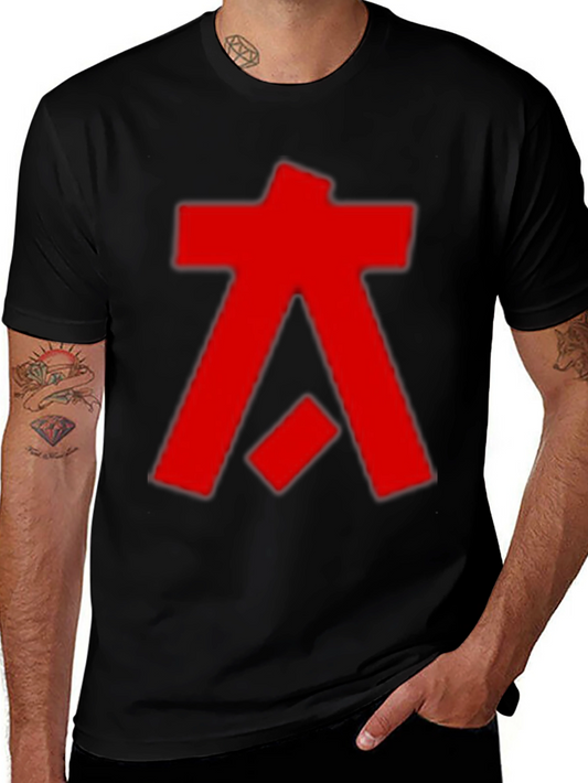 Abstract Graphic Tee - Bold Red Design on Black