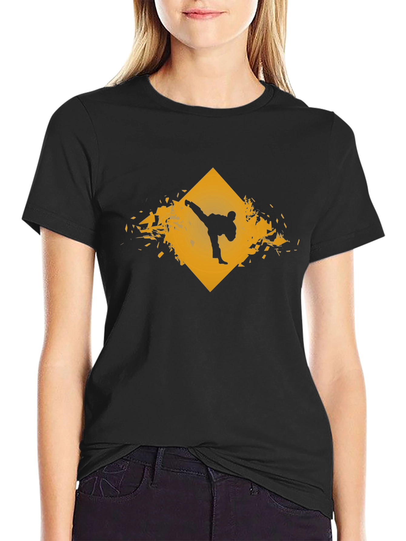Martial Arts Graphic Tee - Black Karate Kick Shirt