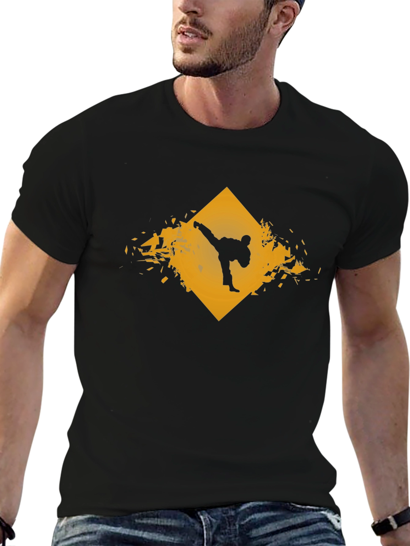 Martial Arts Graphic Tee - Black Karate Kick Shirt